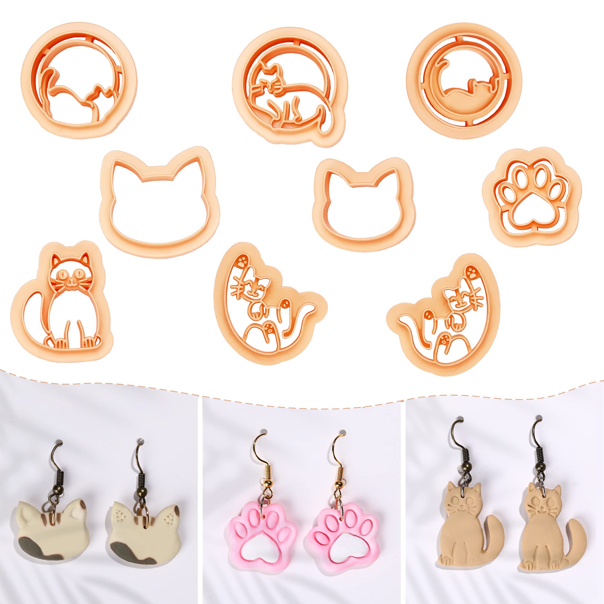 Puocaon Cat Polymer Clay Cutters 9 Shapes