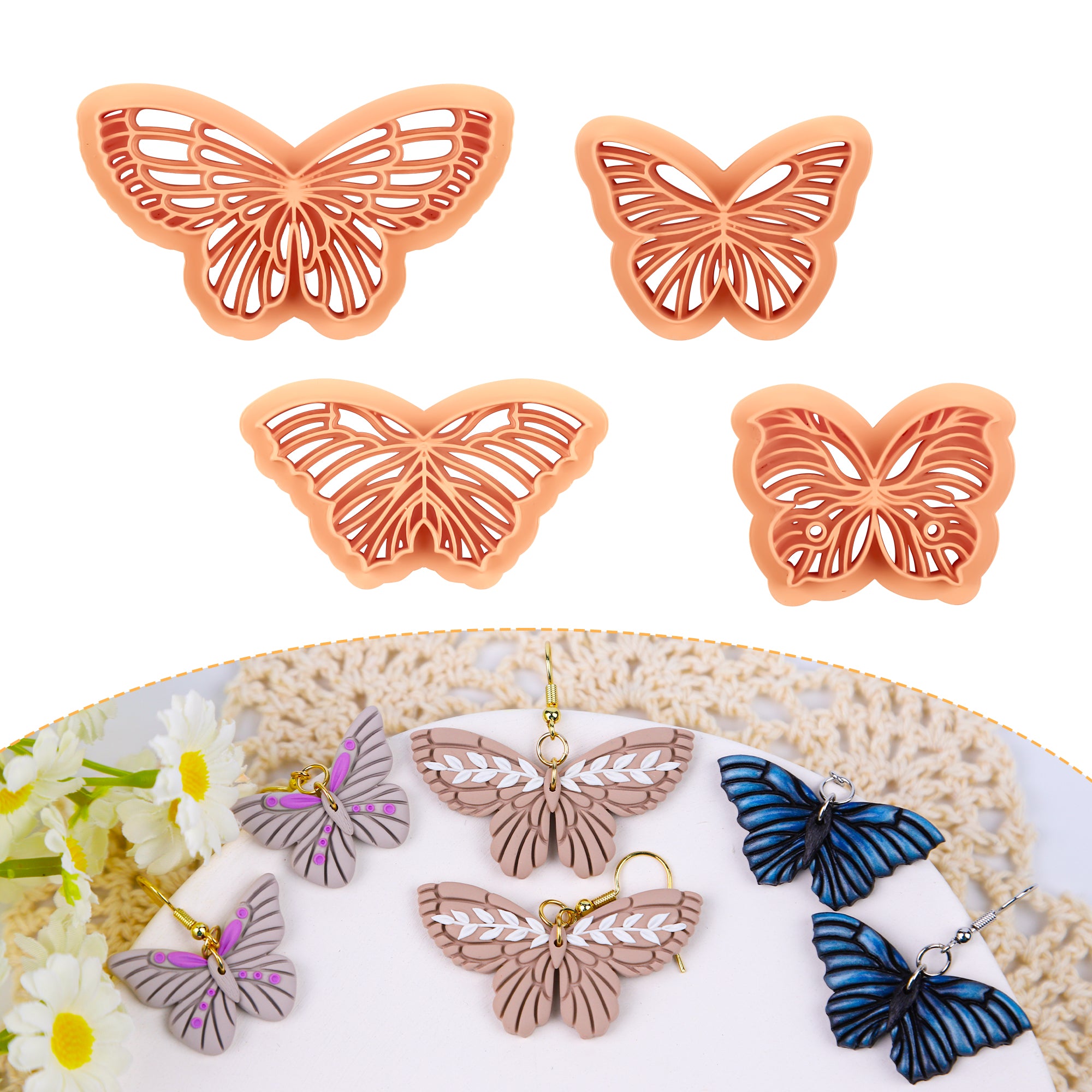 Puocaon Butterfly Polymer Clay Cutters 4 Pcs