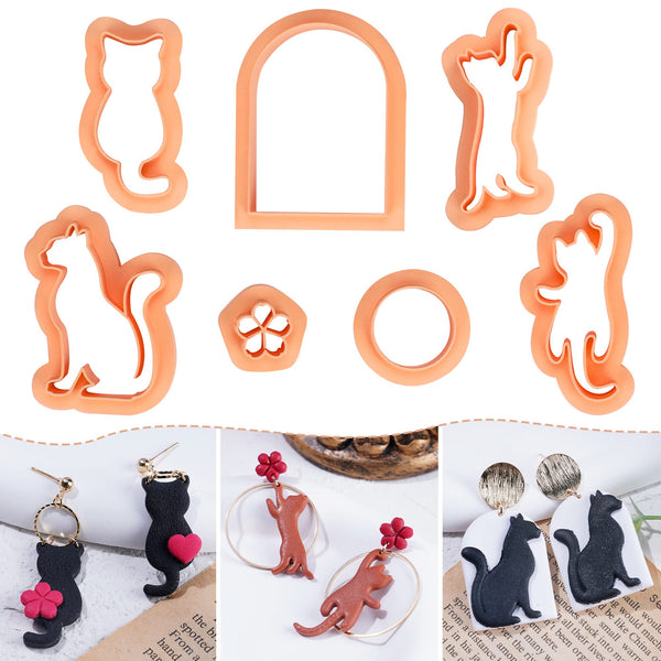 Puocaon Cat Polymer Clay Cutters - Embossing Animal Cutters Set