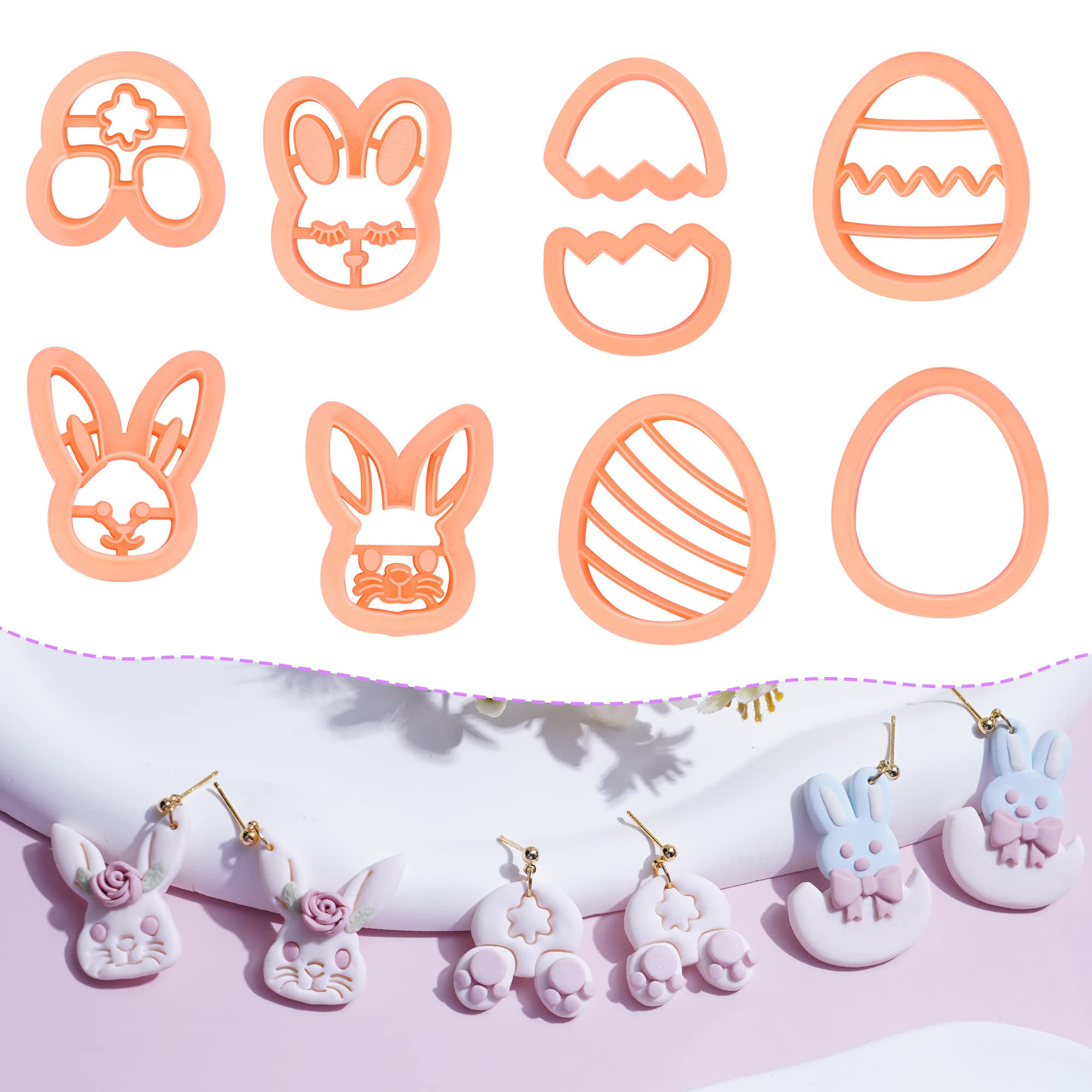 Puocaon Clay Cutters  9Pcs Easter Eggs  Rabbit Bunny