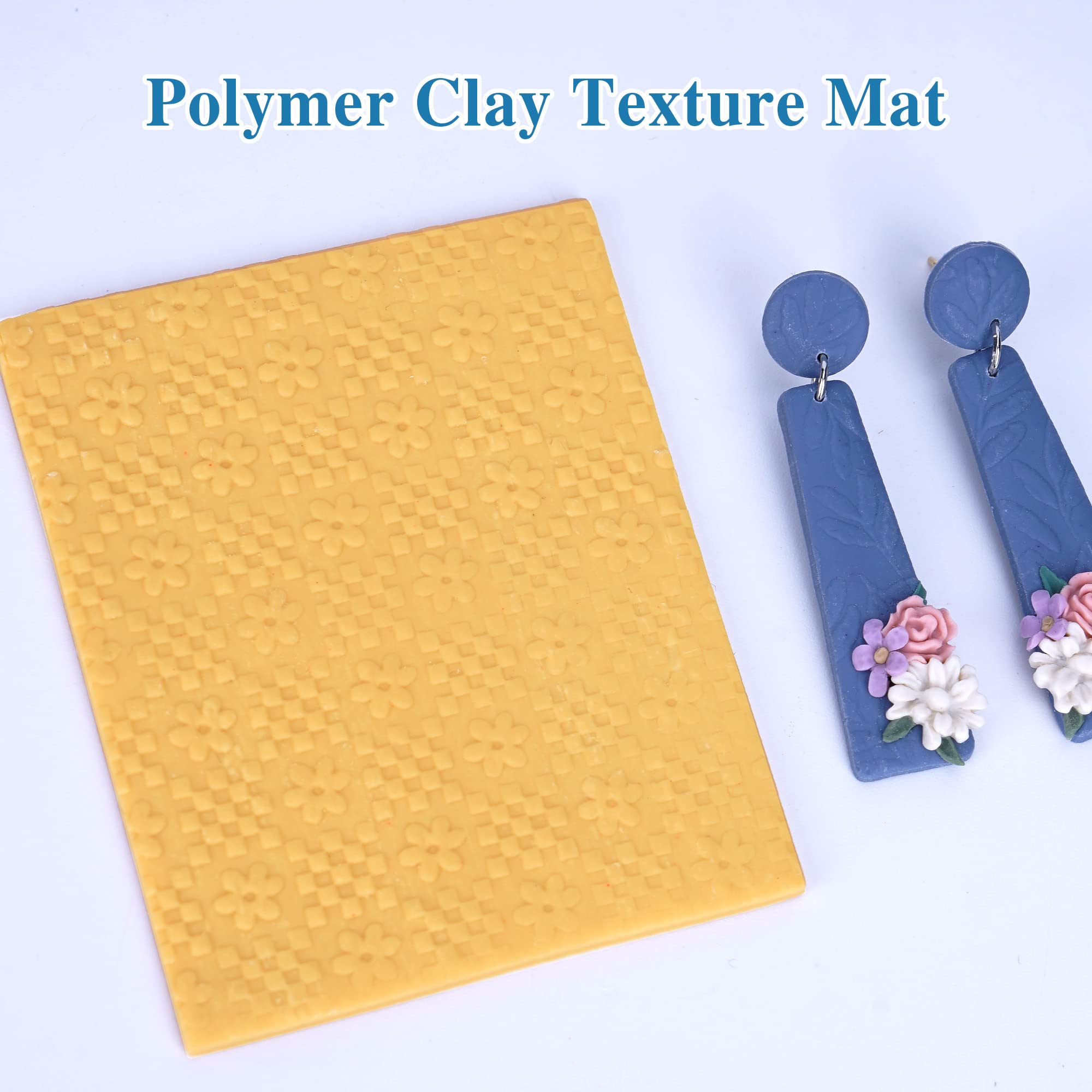 Puocaon Texture Sheet for Polymer Clay Embossed Flower 2 Pcs