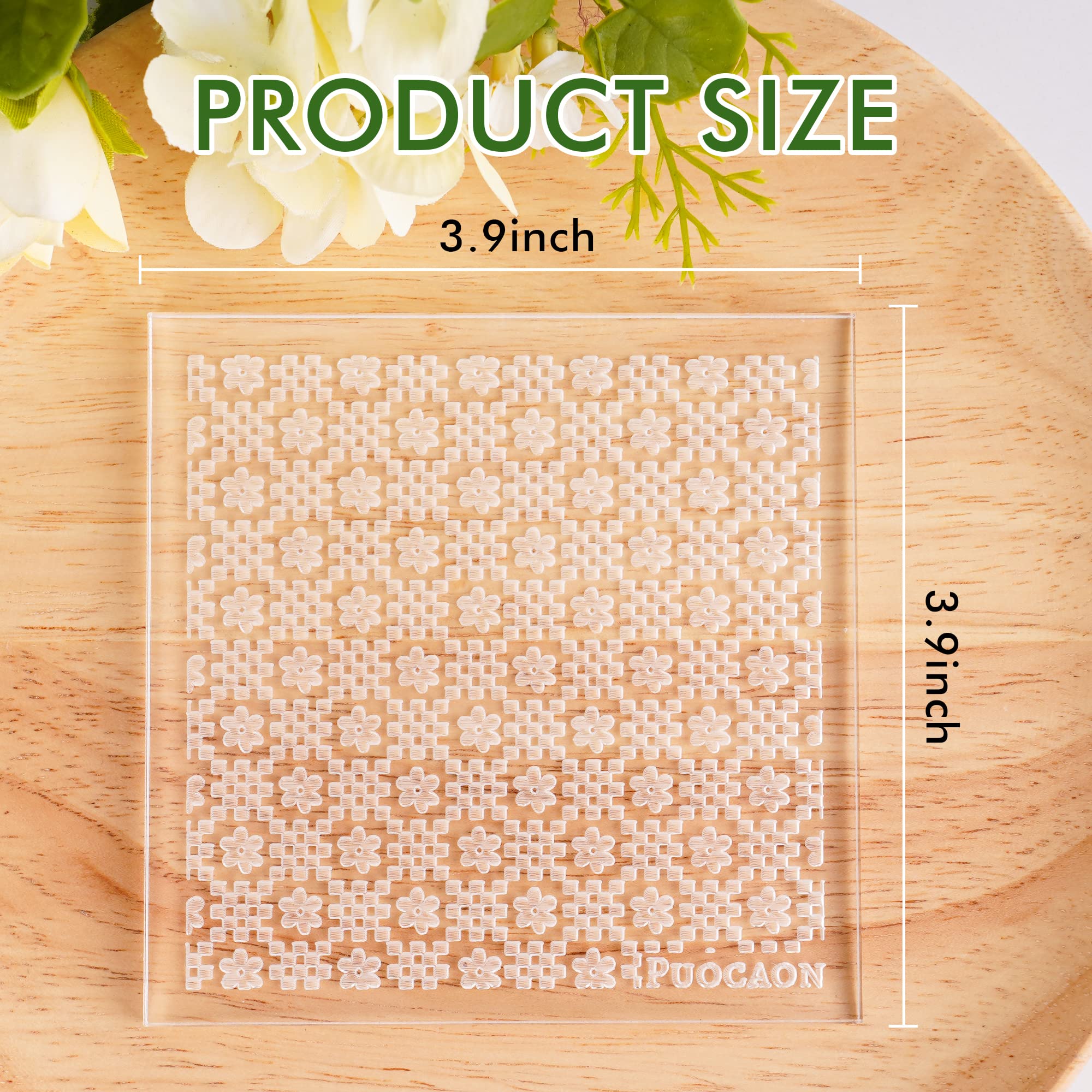 Puocaon Texture Sheet for Polymer Clay Embossed Flower 2 Pcs