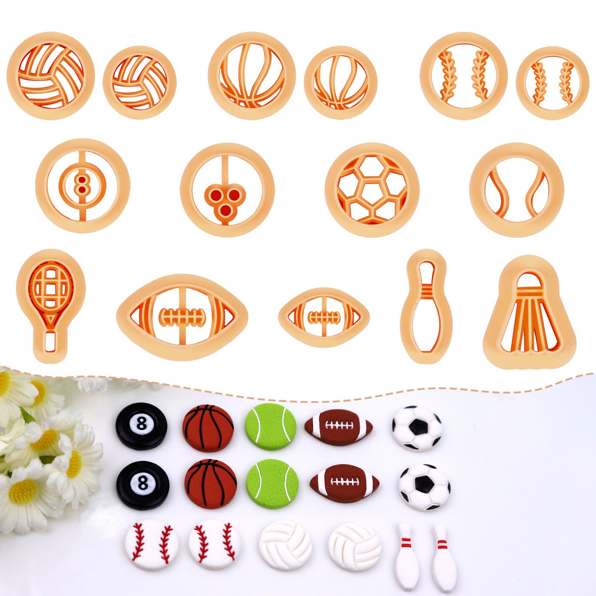 Puocaon Sports Polymer Clay Stud Cutters 16 Pcs