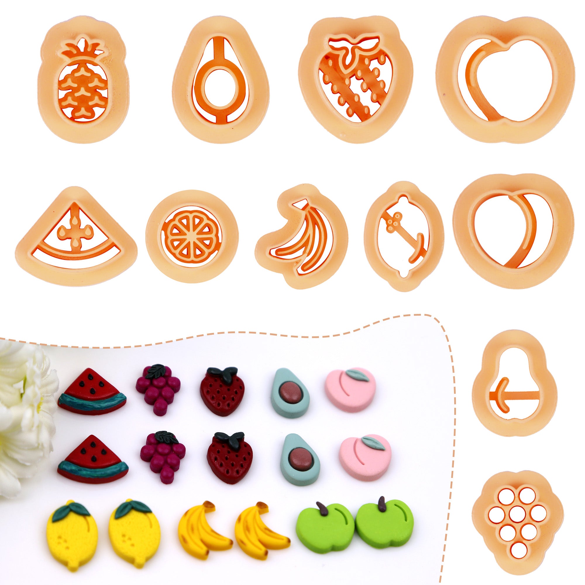 Puocaon Fruits Polymer Clay Studs Cutters 11 Pcs