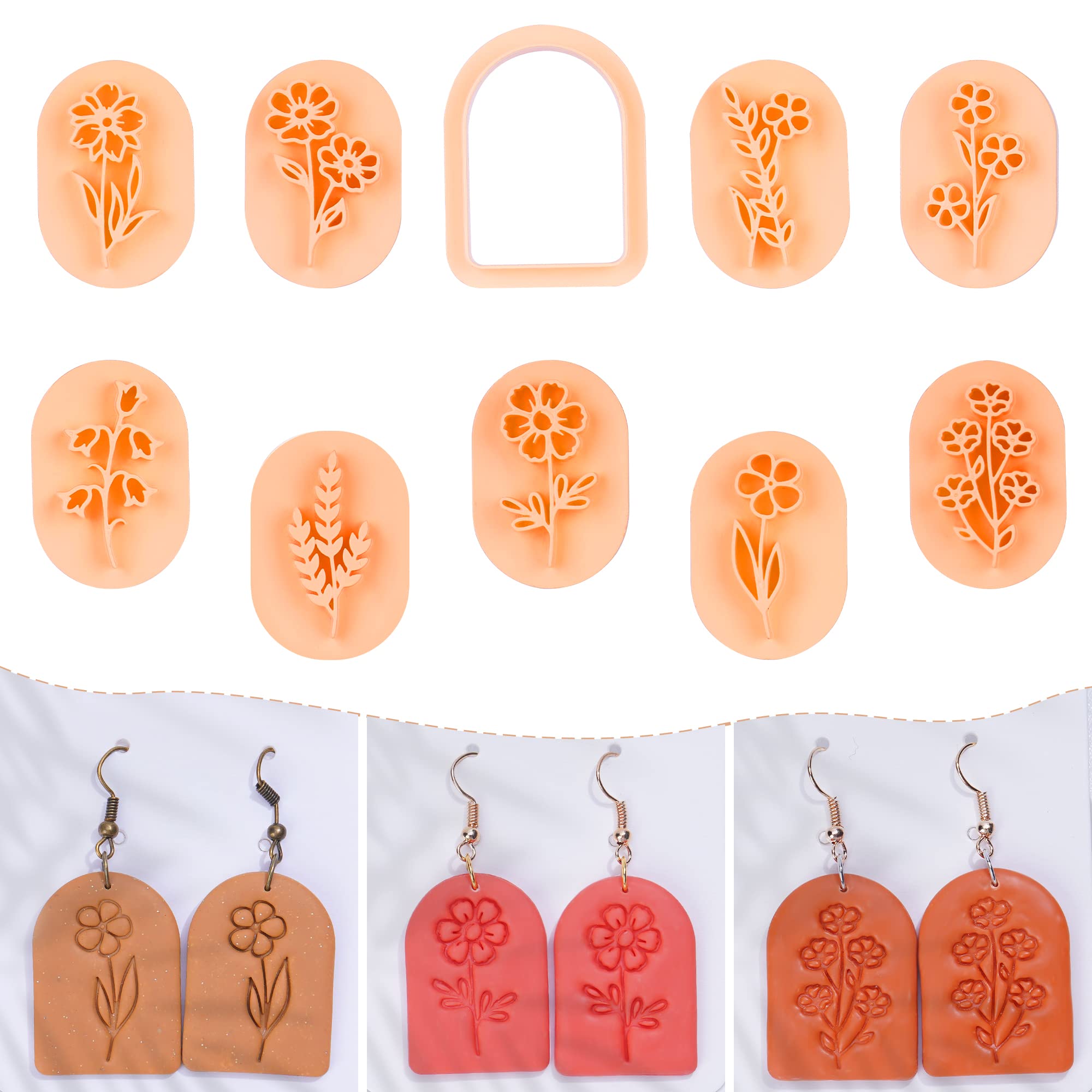 Puocaon Floral Clay Earring Cutters 9 Shapes