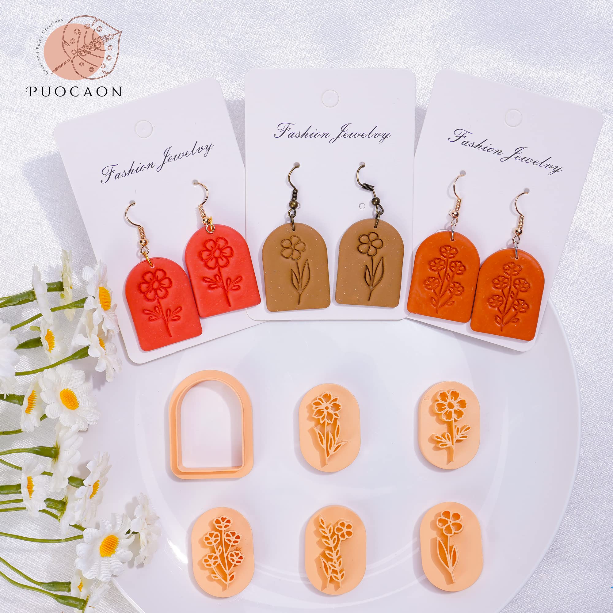Puocaon Floral Clay Earring Cutters 9 Shapes