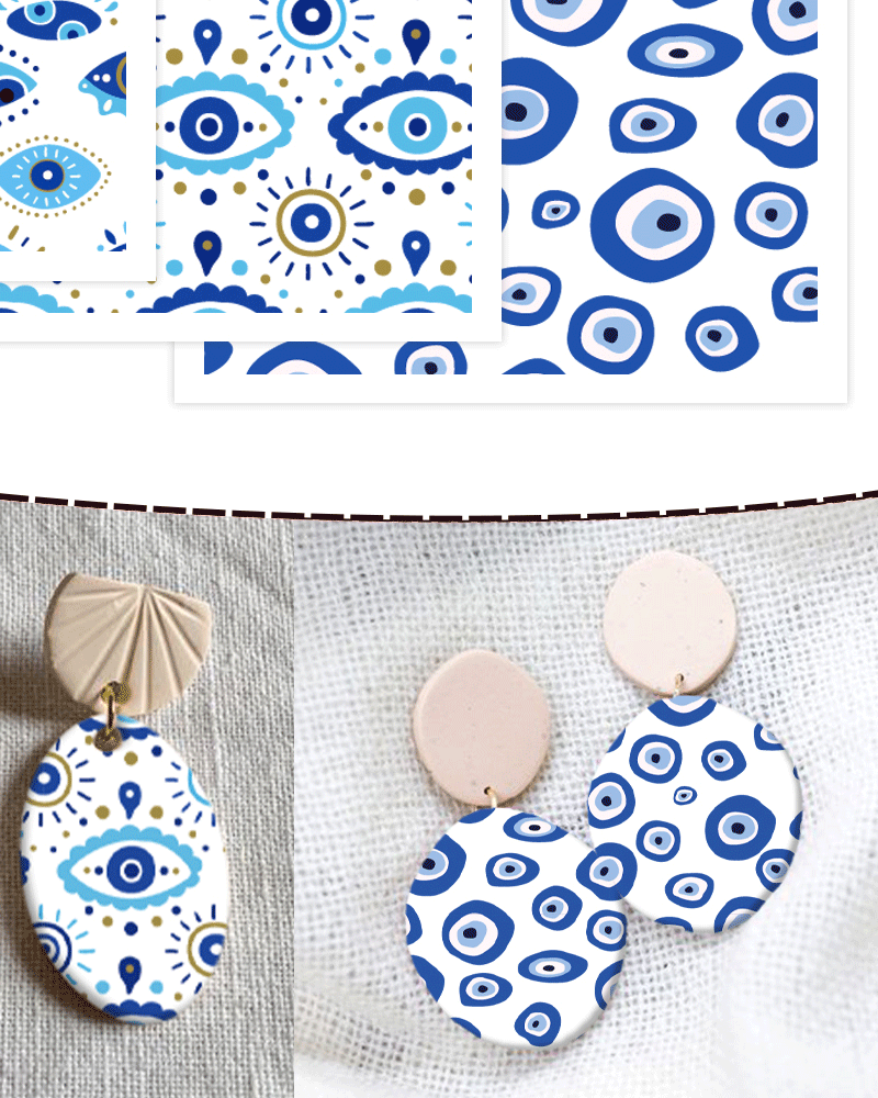 Puocaon Evil Eye Clay Transfer Paper, 20 Pcs Clay Transfer Paper for Polymer Clay Earrings Making, Image Print Transfer Paper for Clay Jewelry, Polymer Clay Transfer Sheets for Earrings