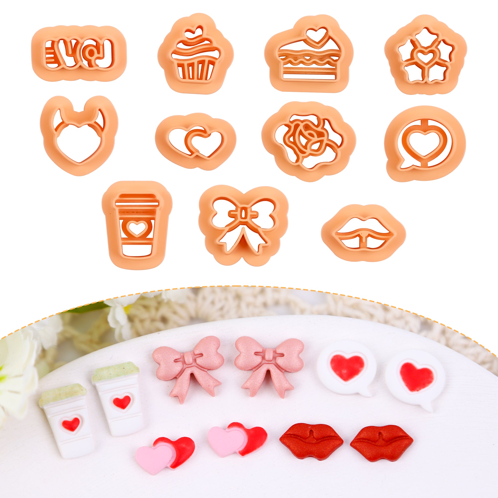 11pcs Polymer Clay Cutters Valentines Day, Valentines Polymer Clay