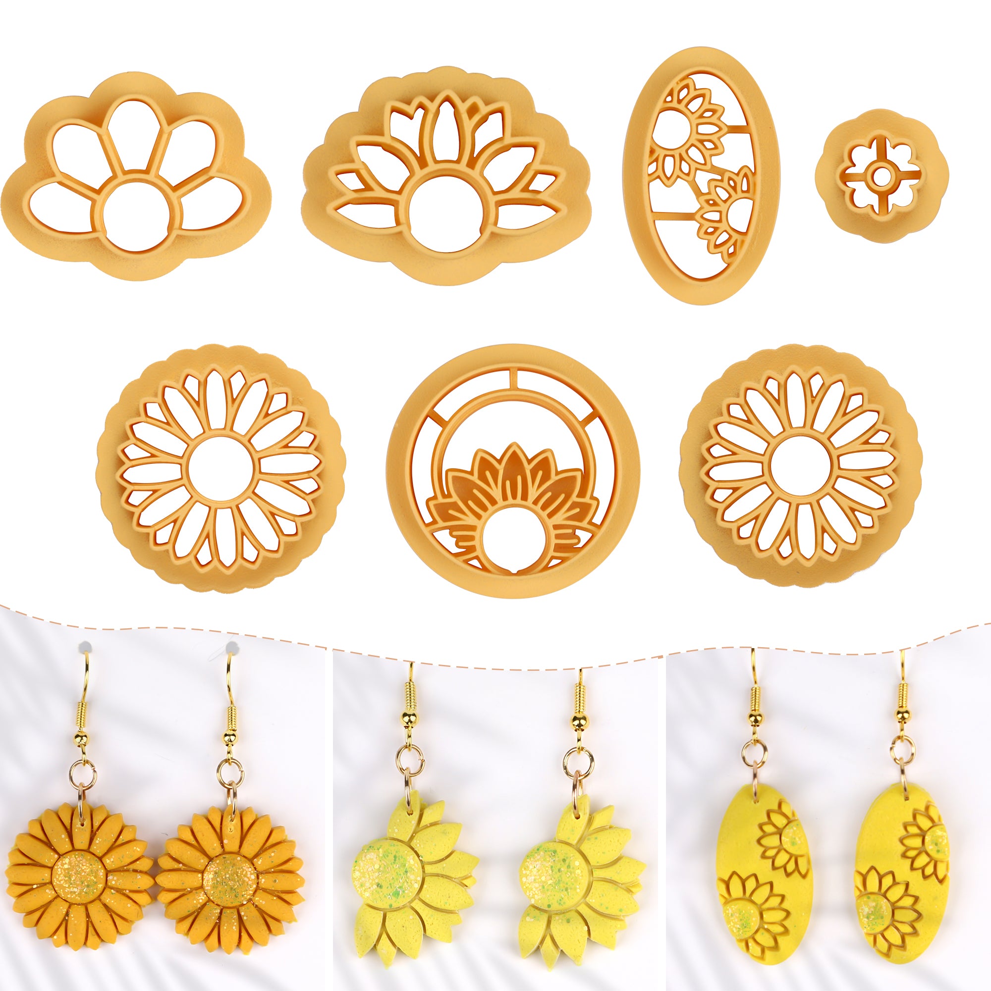 Puocaon Sunflower Clay Cutters Set 7 Pcs