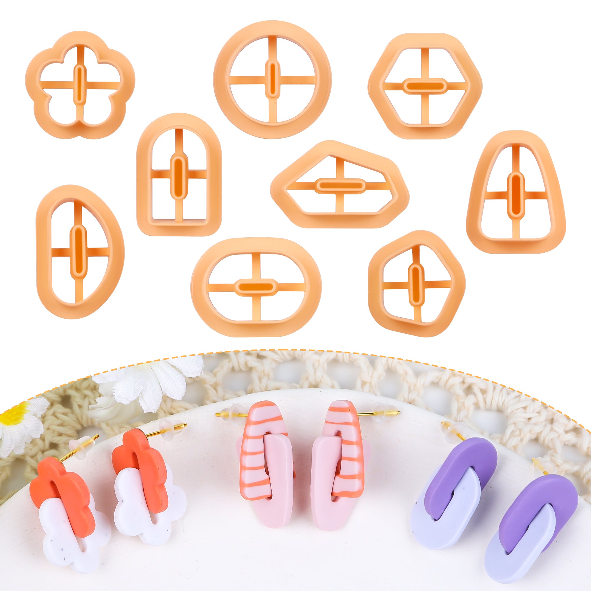 Puocaon Asymmetric Chain Link Clay Cutters 9 Pcs