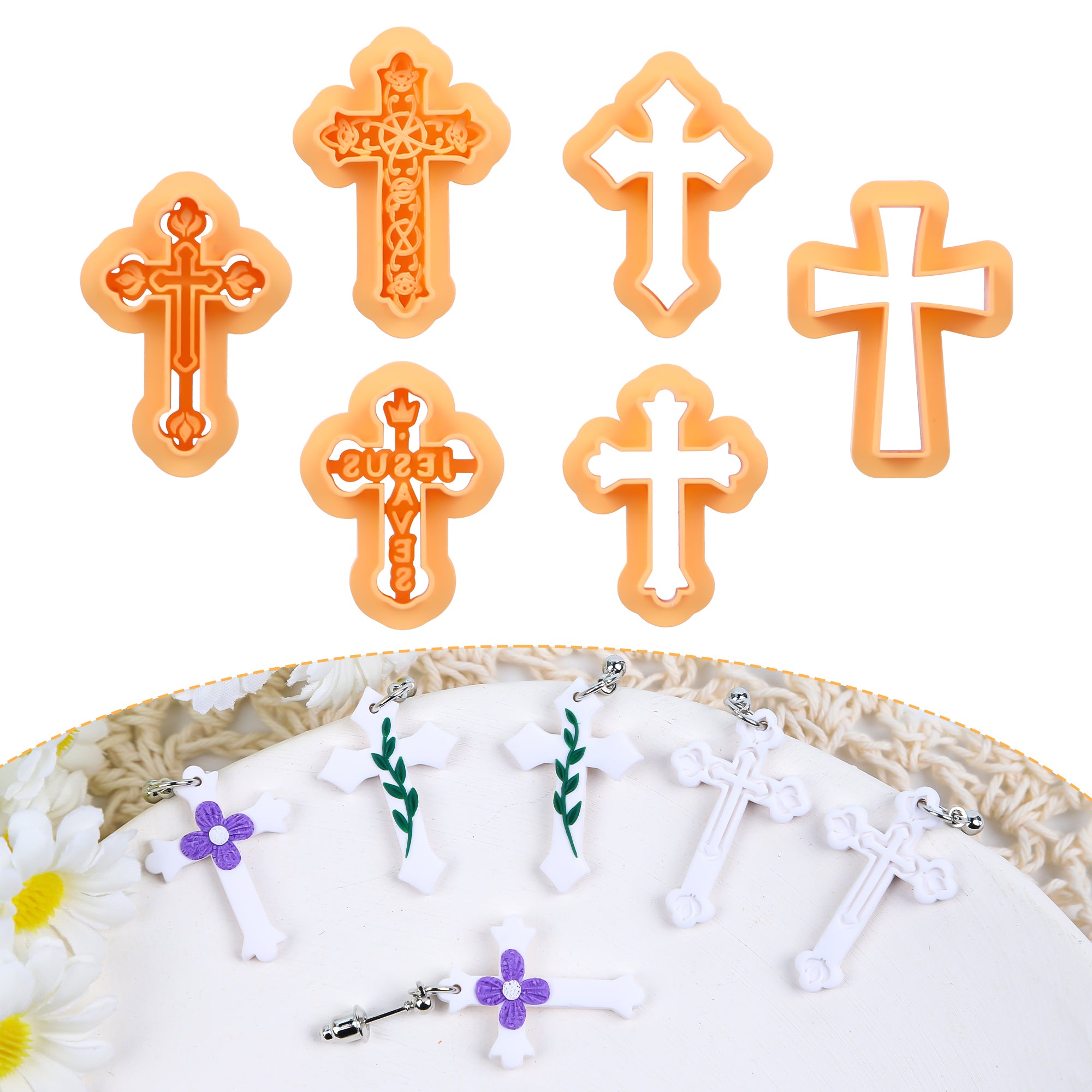 Puocaon Cross Polymer Clay Cutters 6 Pcs