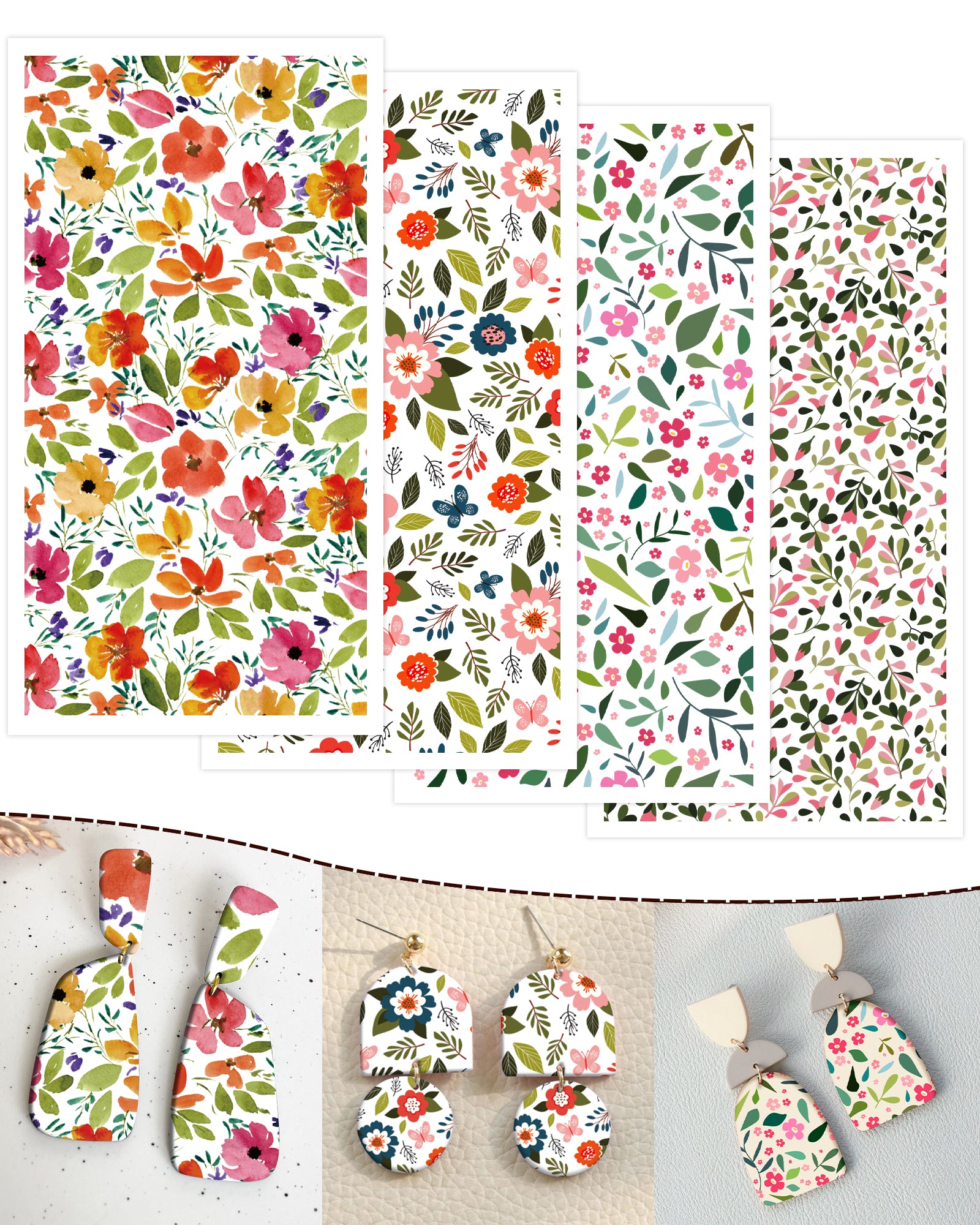 Puocaon Cosmos Flower Polymer Clay Transfer Paper 20 Pcs