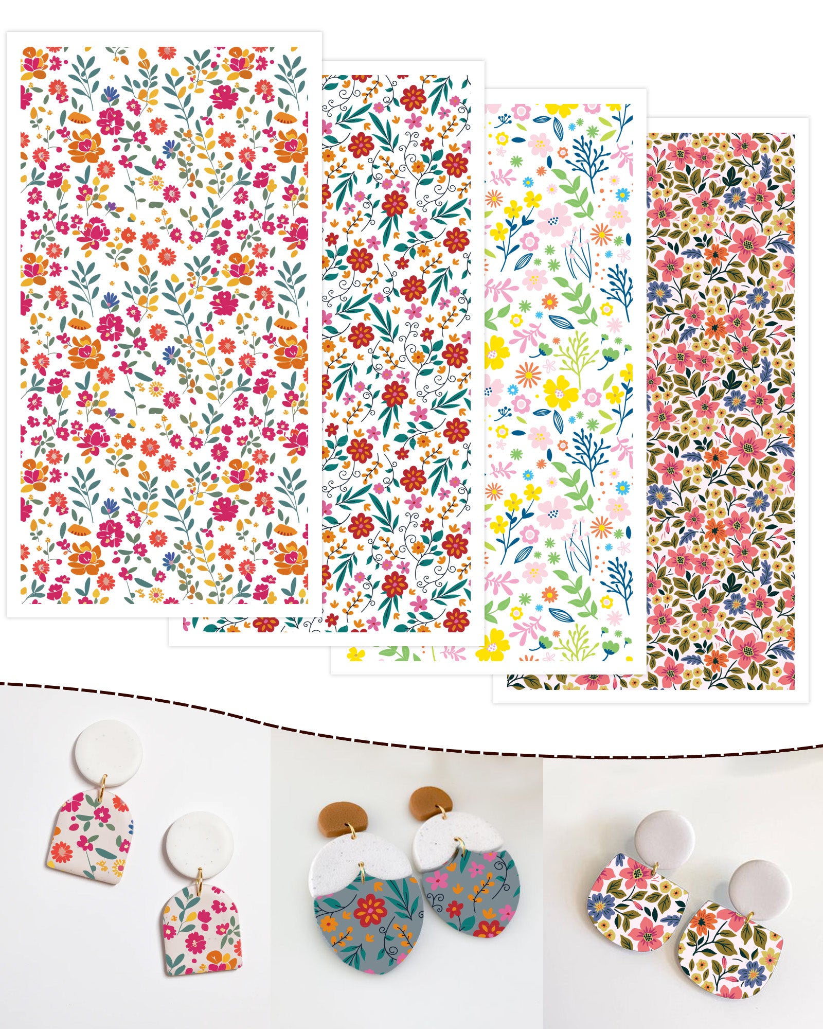 Puocaon Floral Transfer Paper for Polymer Clay 20 Pcs