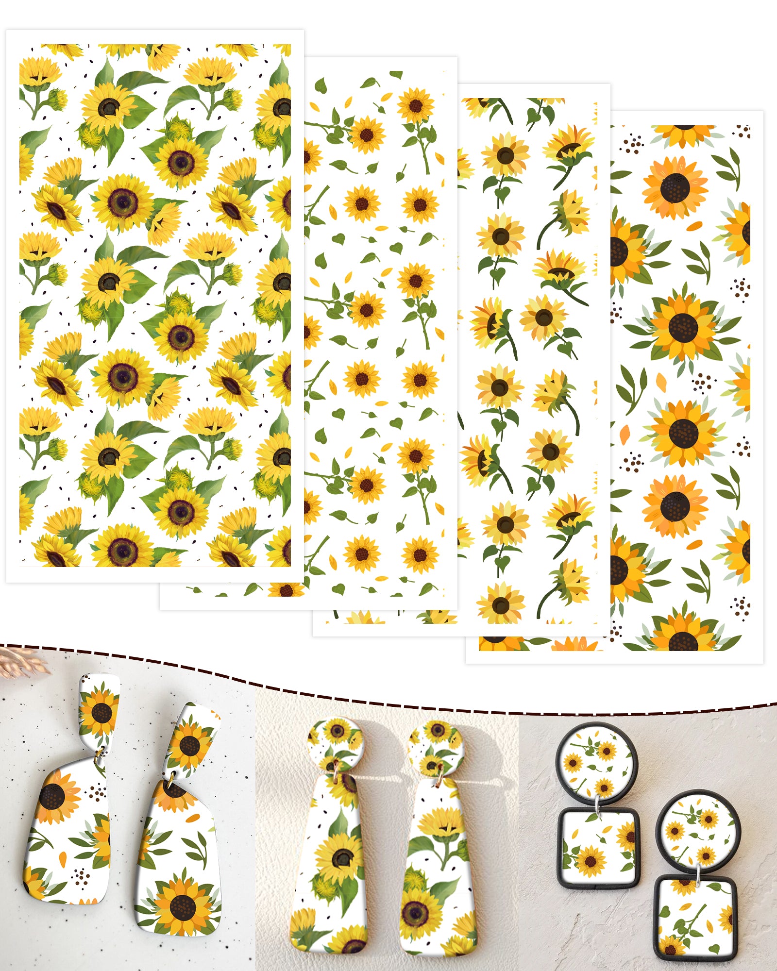 Puocaon Sunflower Clay Transfer Paper 20 Pcs