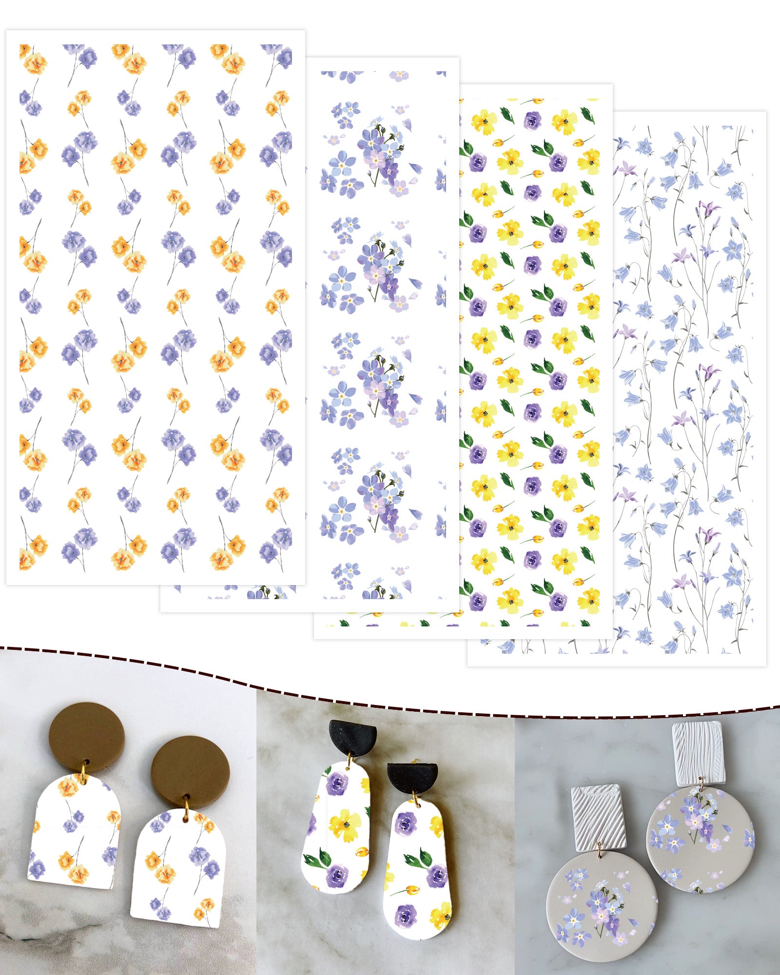 Puocaon Floral Polymer Clay Transfer Paper 20 Pcs