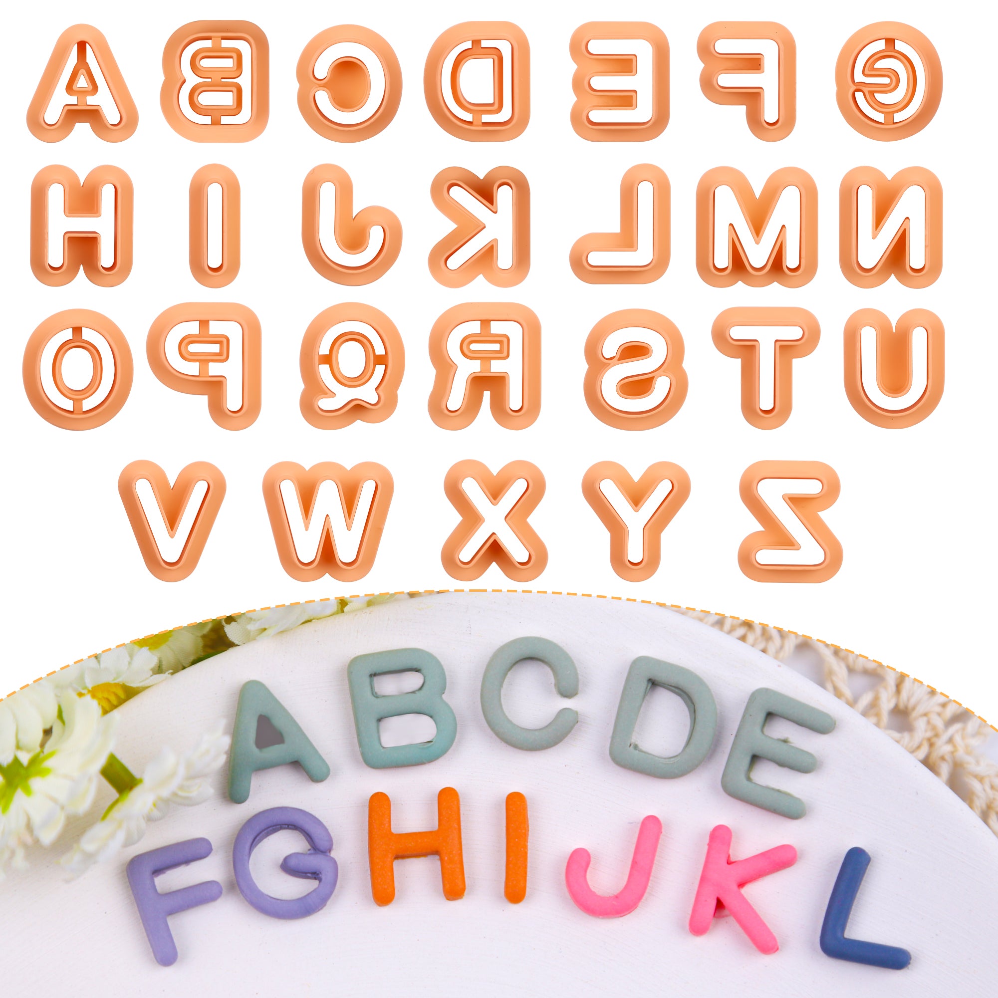 Puocaon Uppercase Letter Clay Cutters 26 Letters Clay Cutters