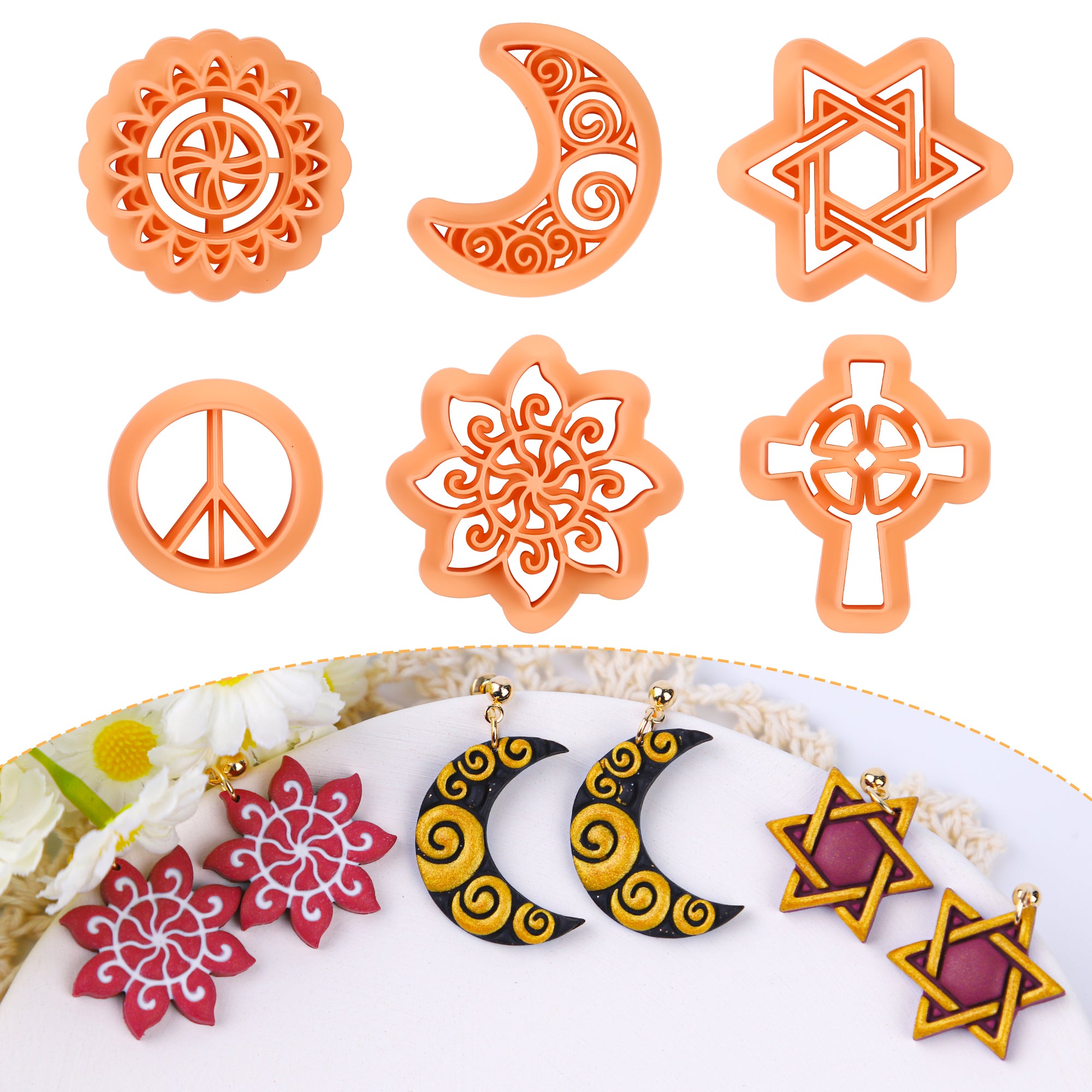 Puocaon Classic Geometric Clay Earring Cutters 21 Pcs