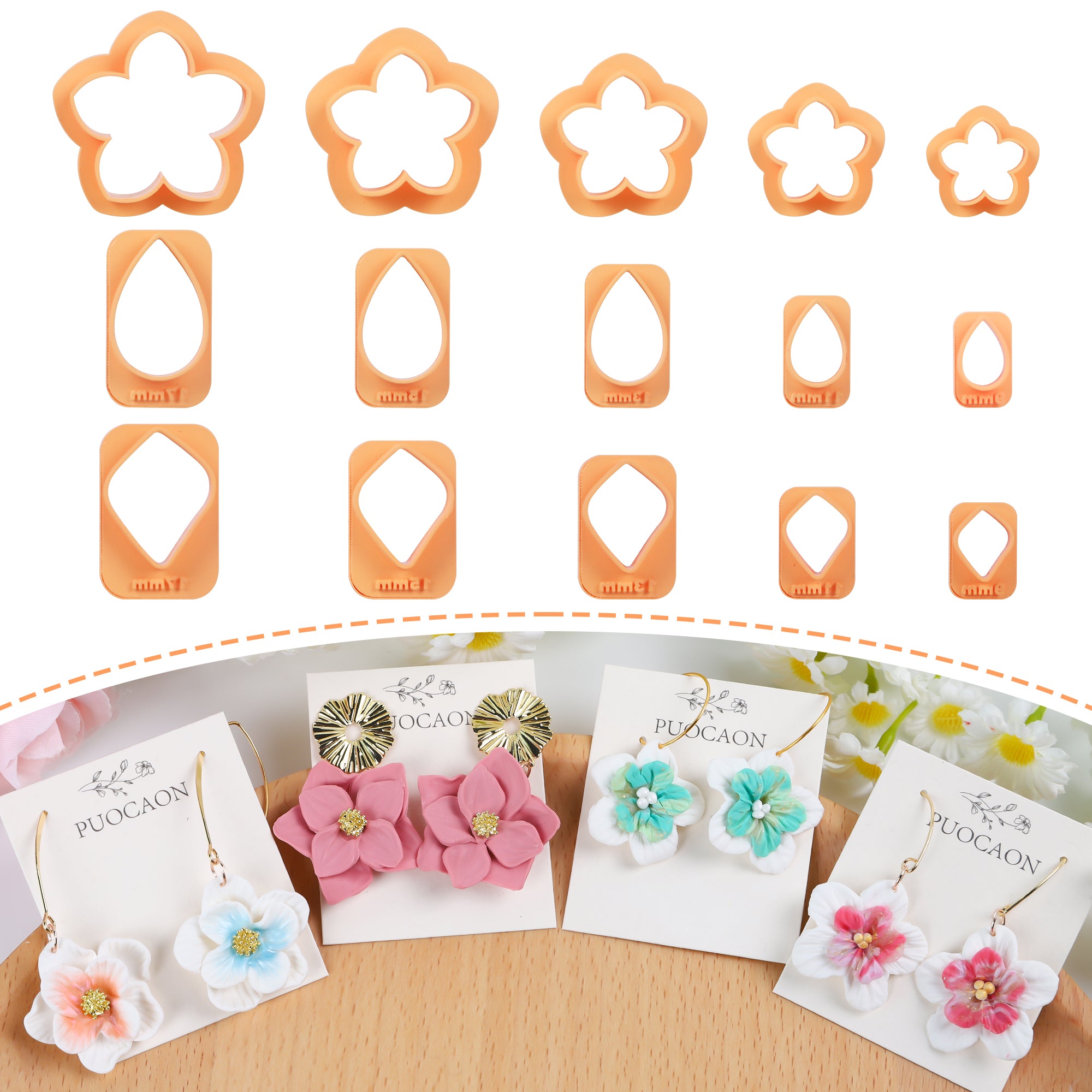Puocaon Petal Polymer Clay Cutters 15 Pcs