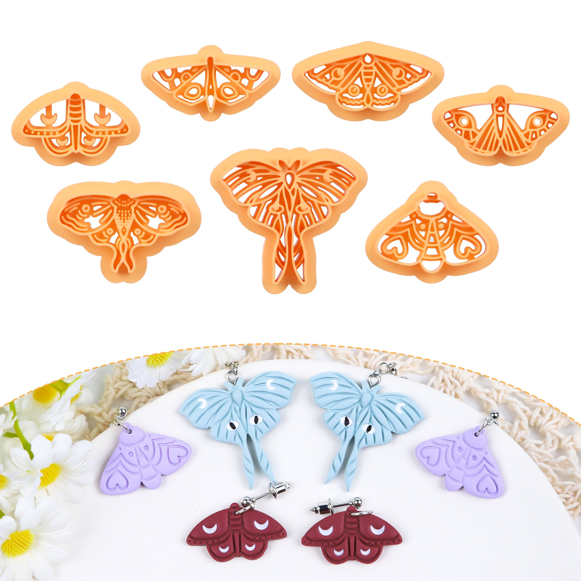 Puocaon Moth Polymer Clay Cutters 7 Pcs