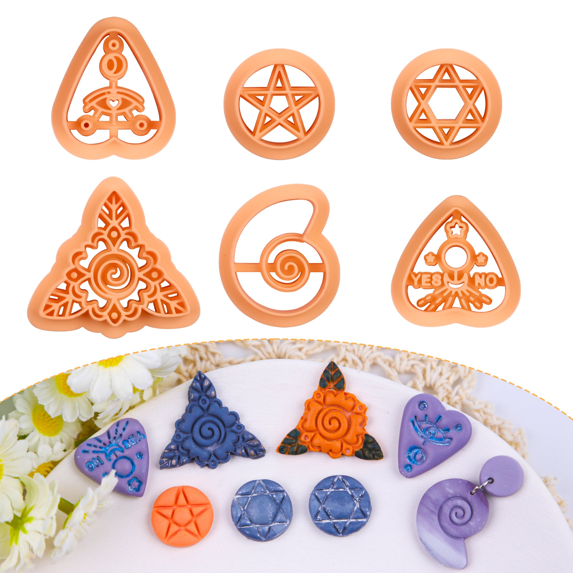 Puocaon Planchette Polymer Clay Cutters - 6 Pcs Mystic Magical Clay Cutters