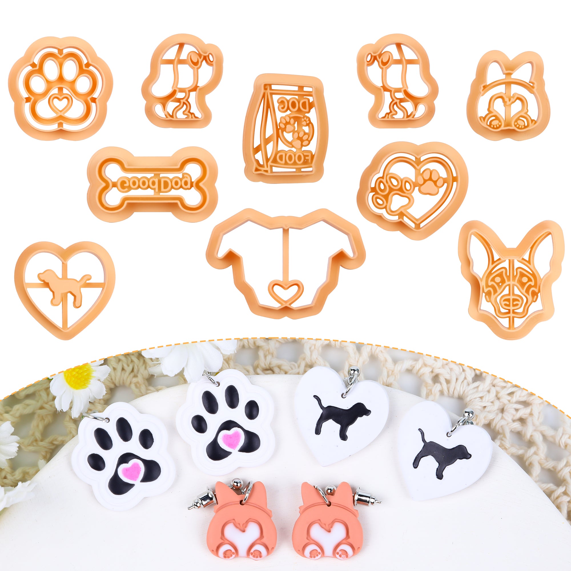 Puocaon Dog Fans Clay Cutters 10 Pcs