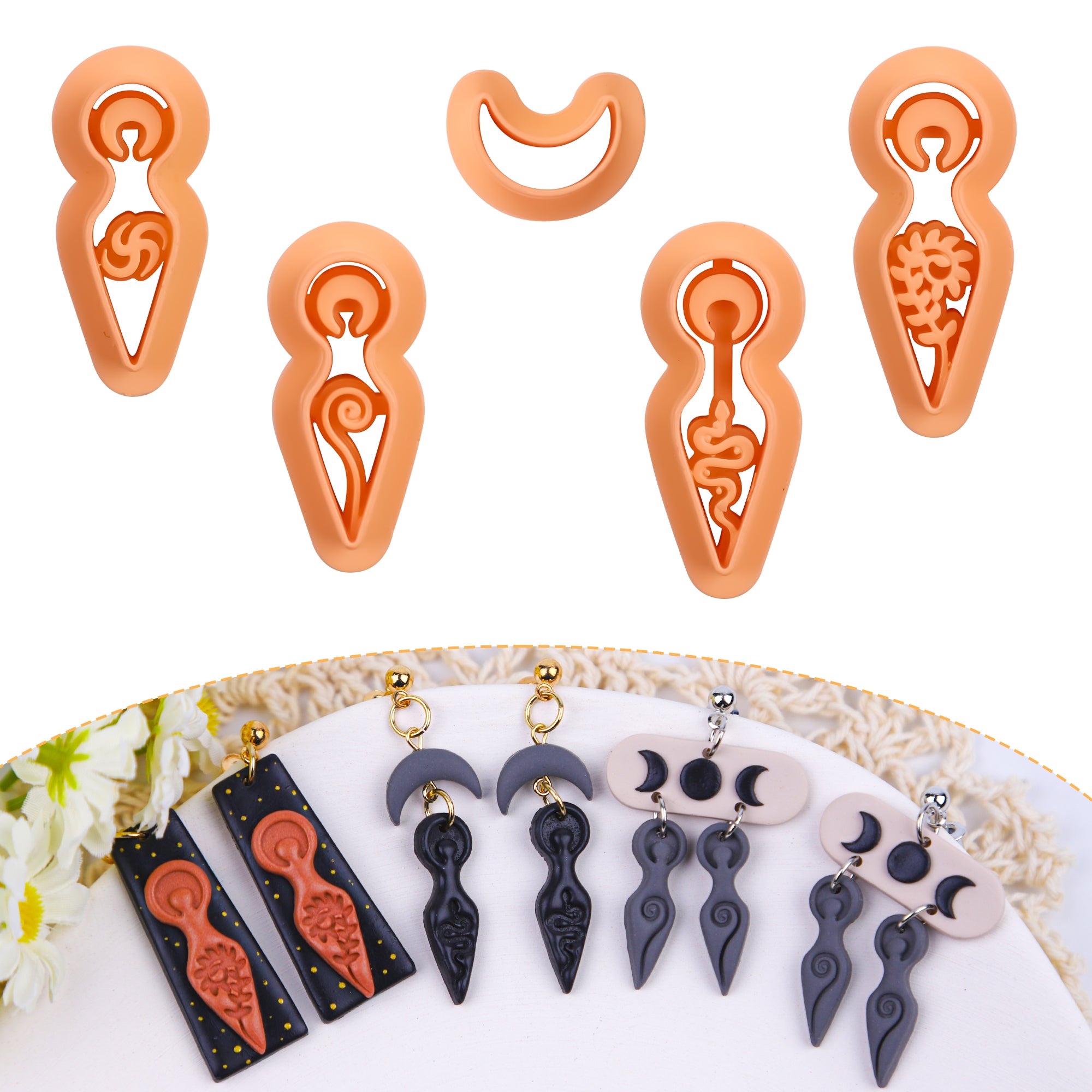 Puocaon Spiral Goddess Clay Cutters - 5 Pcs Galaxy Spiral Clay Cutters