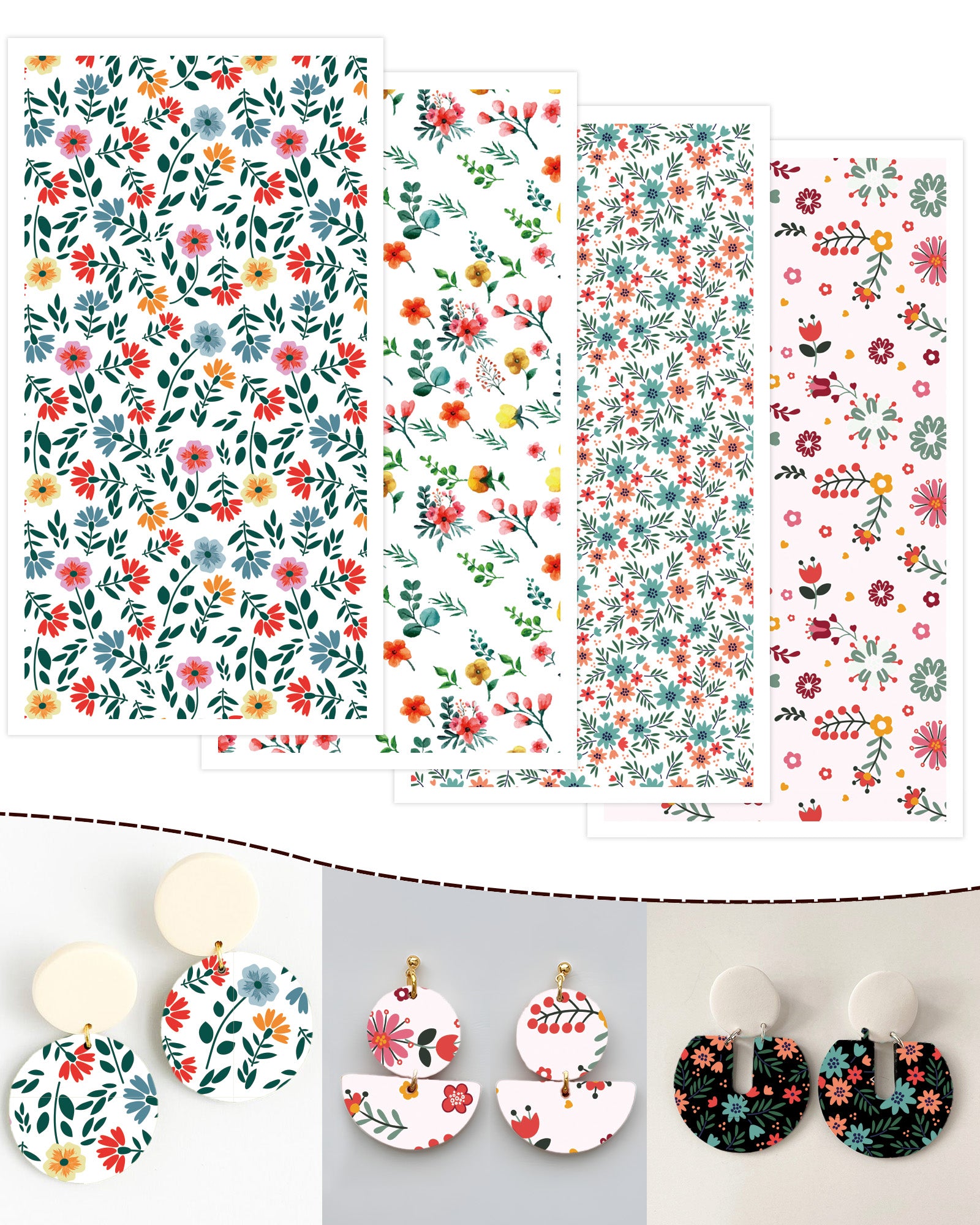 Puocaon Floral Polymer Clay Transfer Paper 20 Pcs