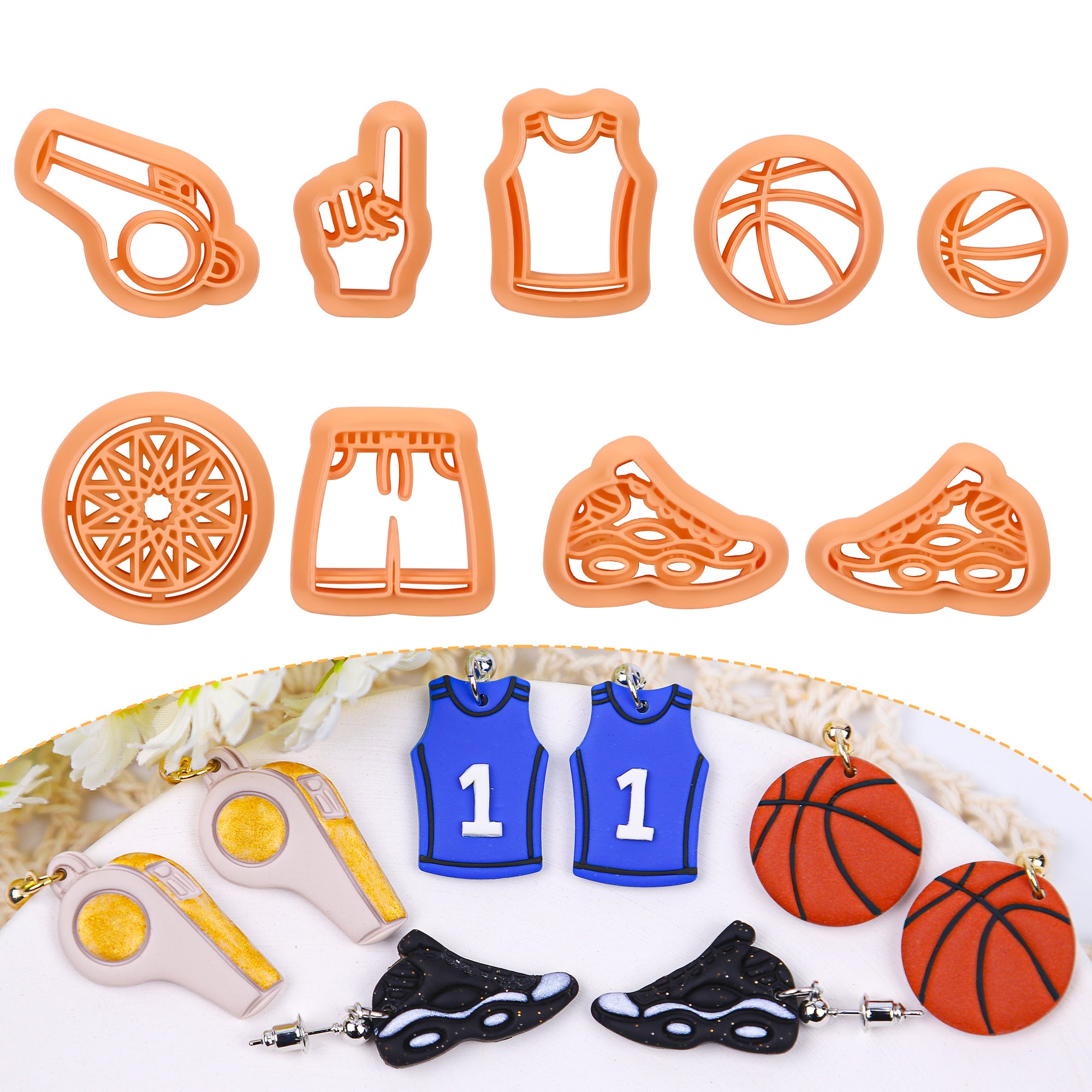 Puocaon Basketball Polymer Clay Cutters 9 Pcs