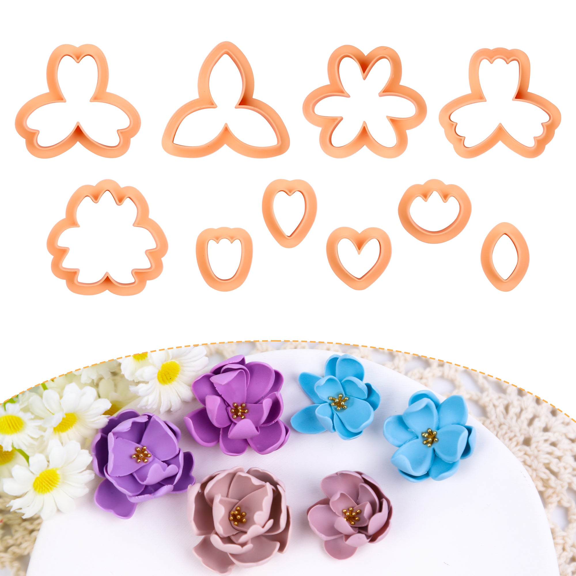 Puocaon Flower Petal Clay Cutters 10 Pcs