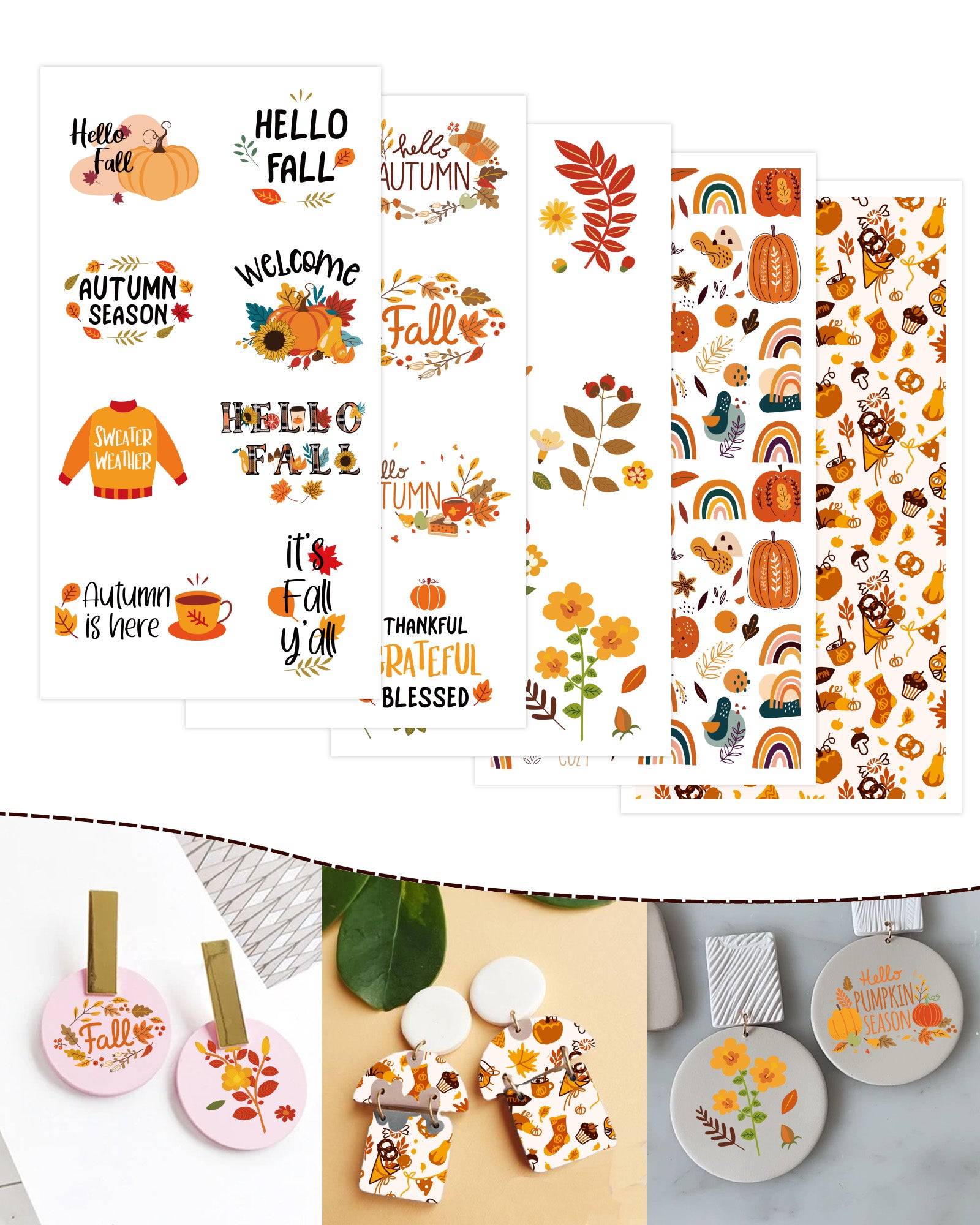 Puocaon Fall Clay Transfer Paper 5 Design 25 Pcs