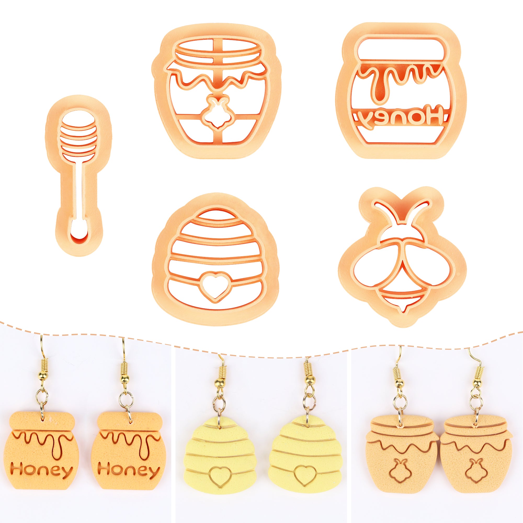 Puocaon Honey Bee Clay Cutters - 5 Pcs