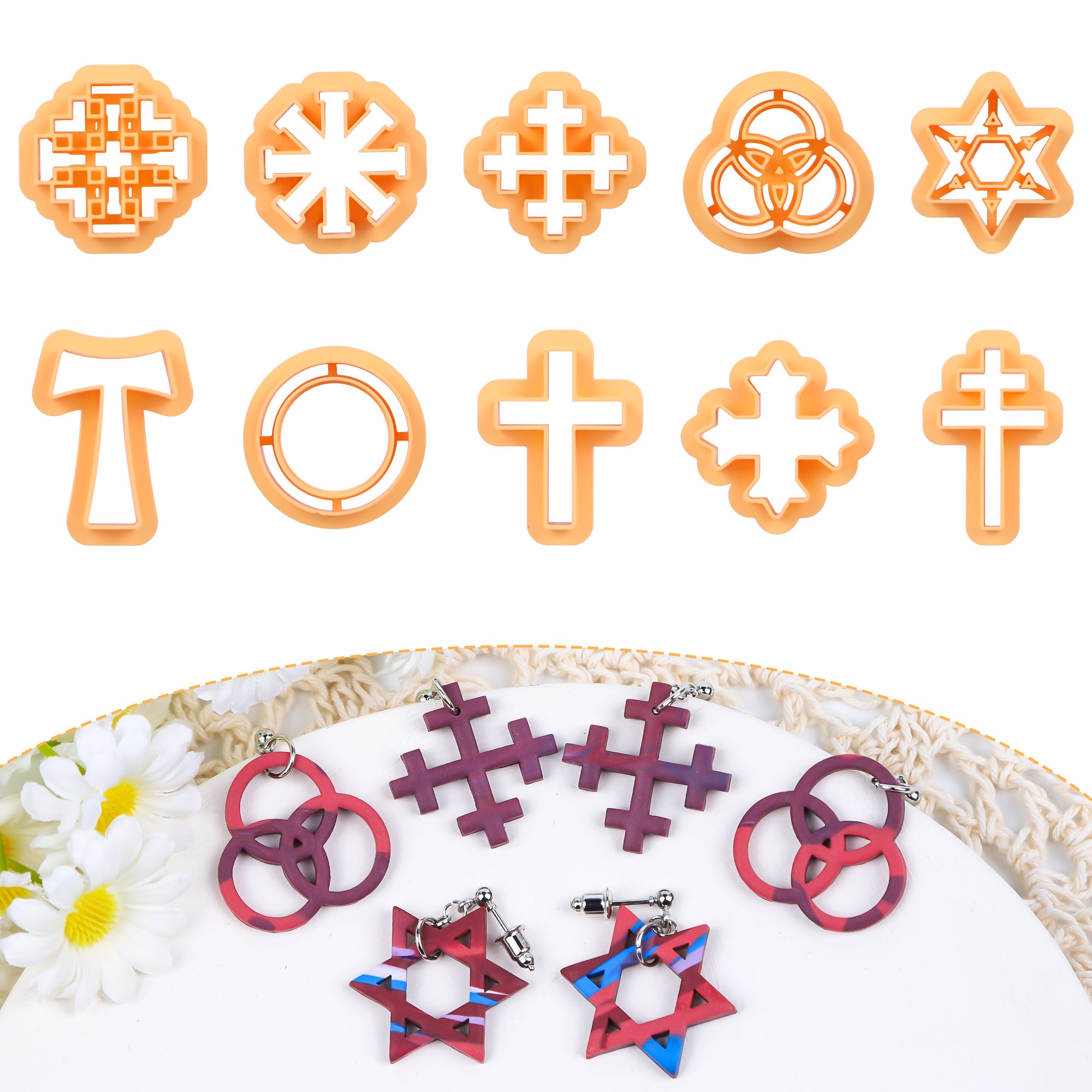 Puocaon Christian Polymer Clay Cutters 10 Pcs