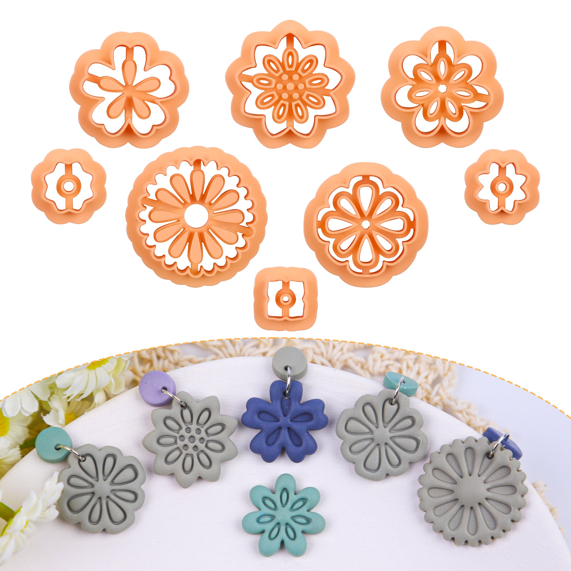 Puocaon Floral Polymer Clay Cutters 8 Pcs