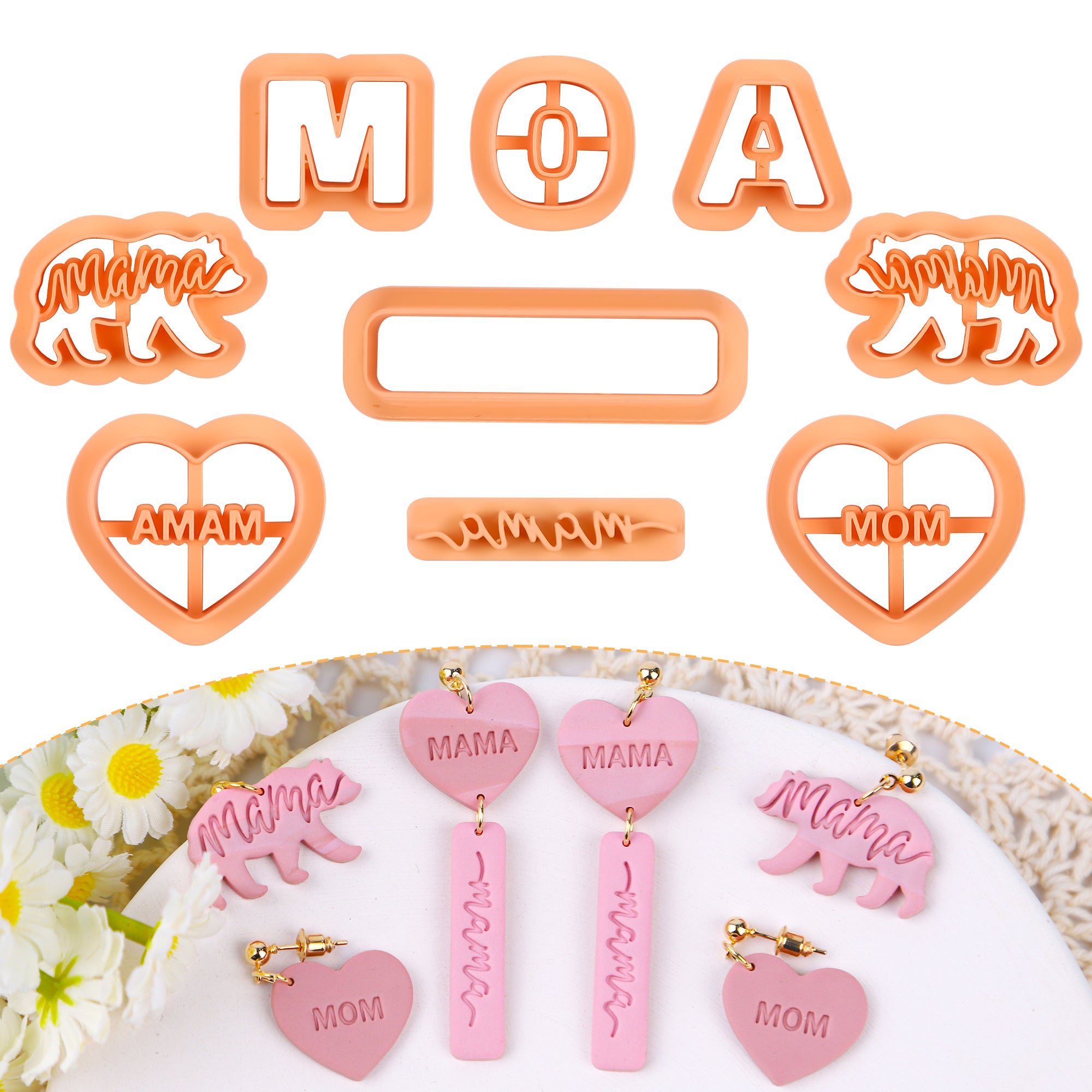 Puocaon Mom Bear Clay Cutters 9 Pcs