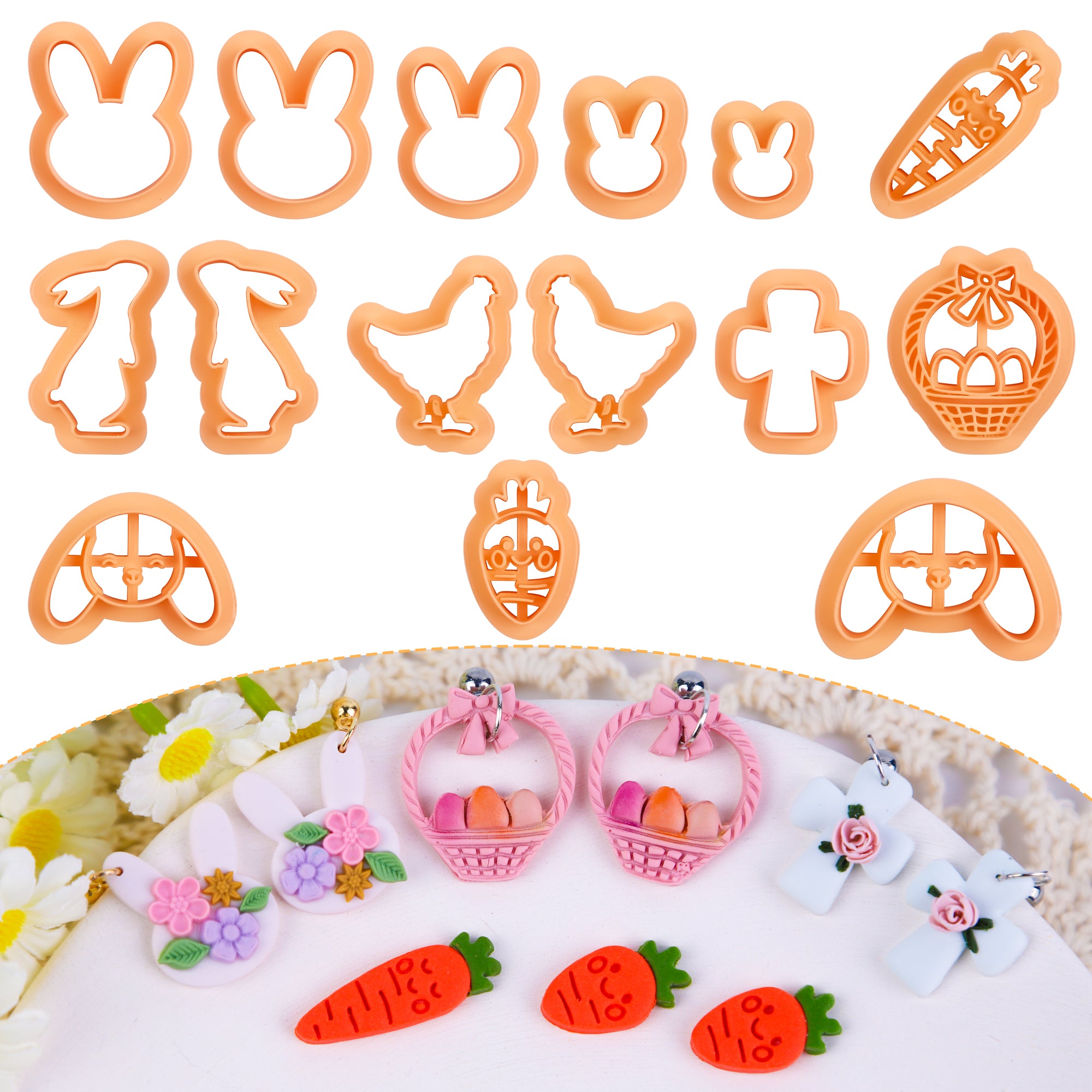 Puocaon Easter Polymer Clay Cutters - 15 Pcs Clay Cutters for Easter P