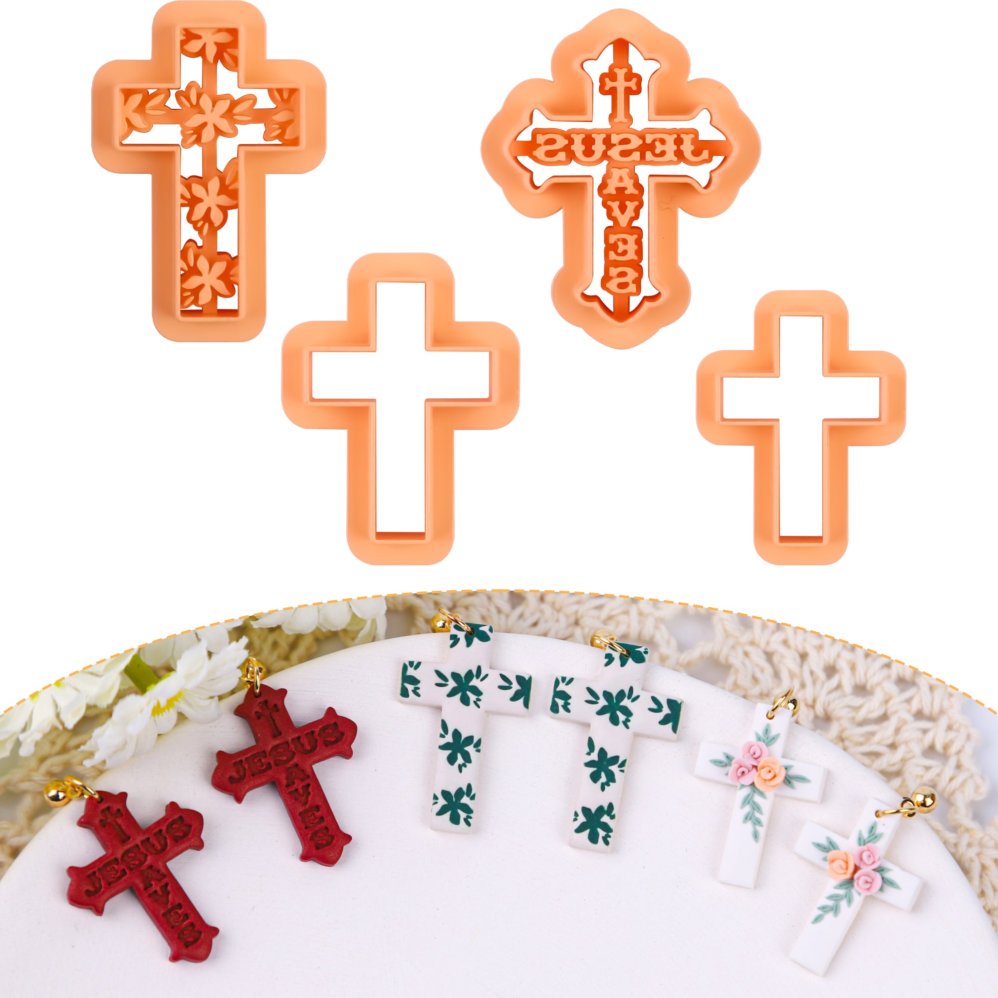 Puocaon Christian Polymer Clay Cutters 4 Pcs