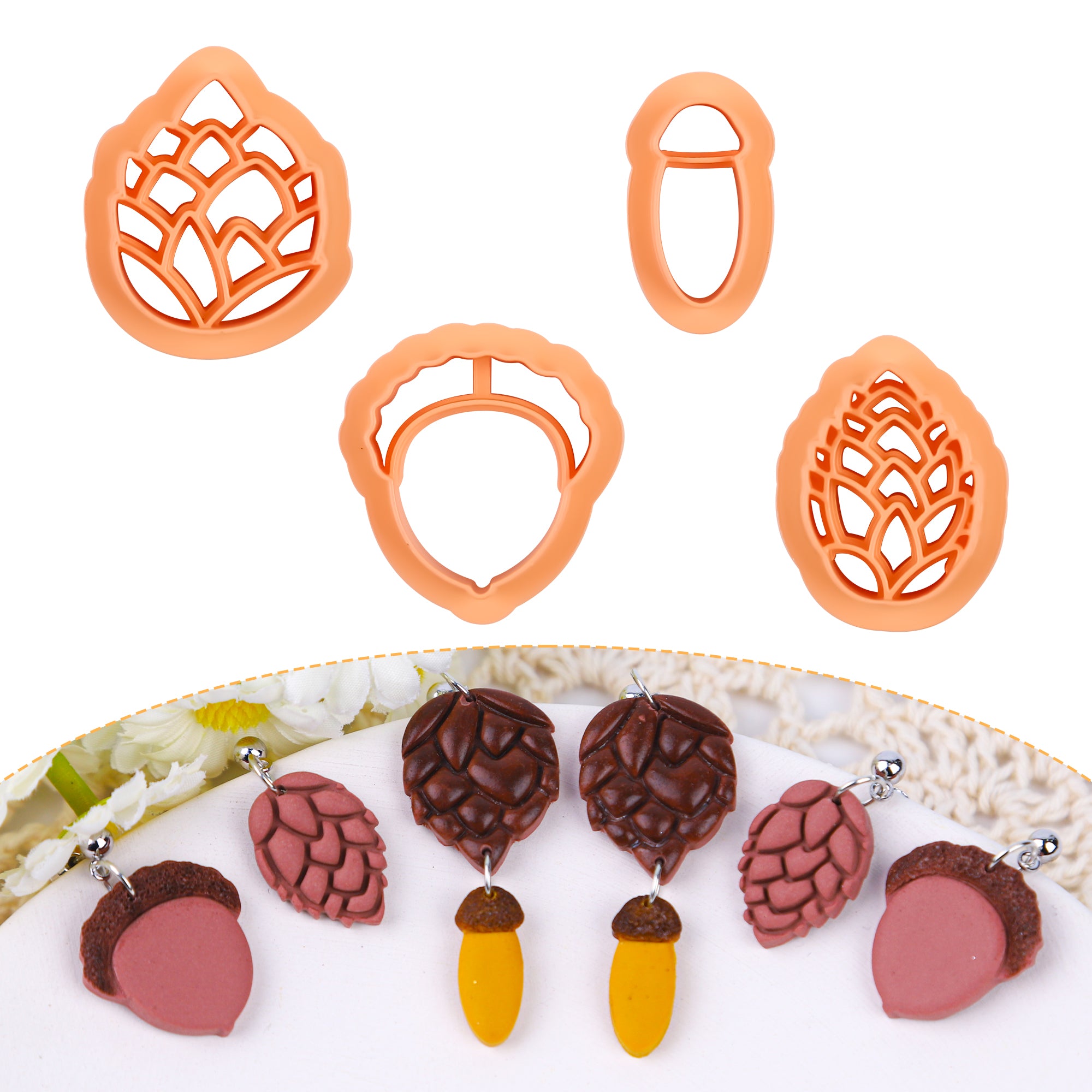 Puocaon Acorn Polymer Clay Cutters 4 Pcs