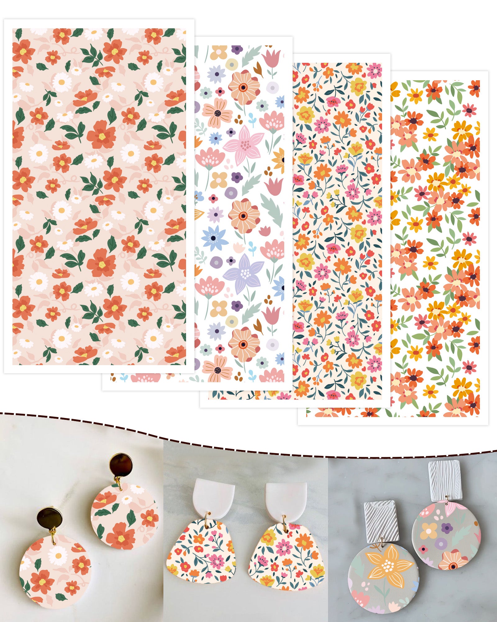 Puocaon Floral Polymer Clay Transfer Paper  20 Pcs