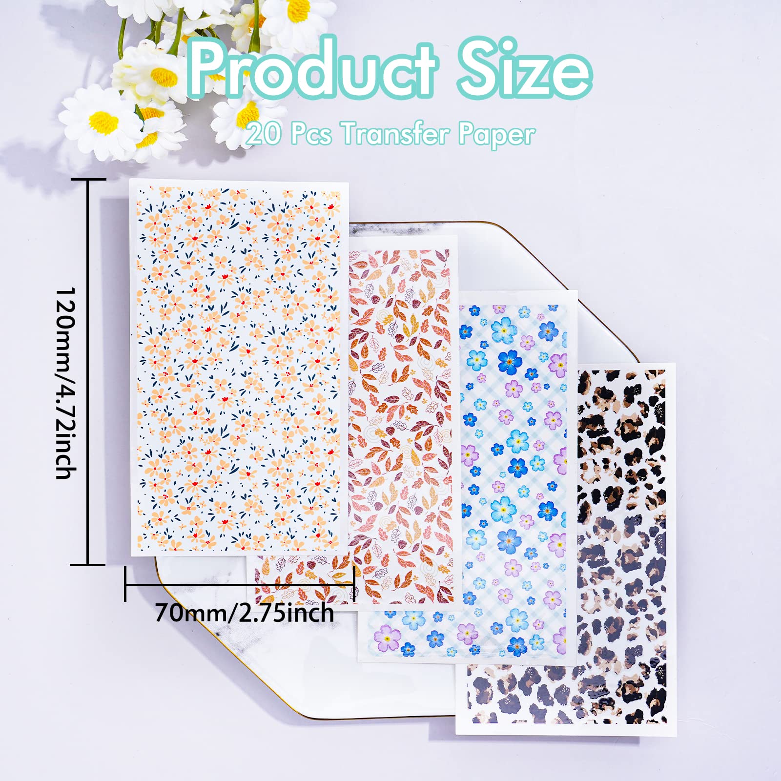 Puocaon Polymer Clay Transfer Paper Flower Floral - 20 Pcs 4 Patterns