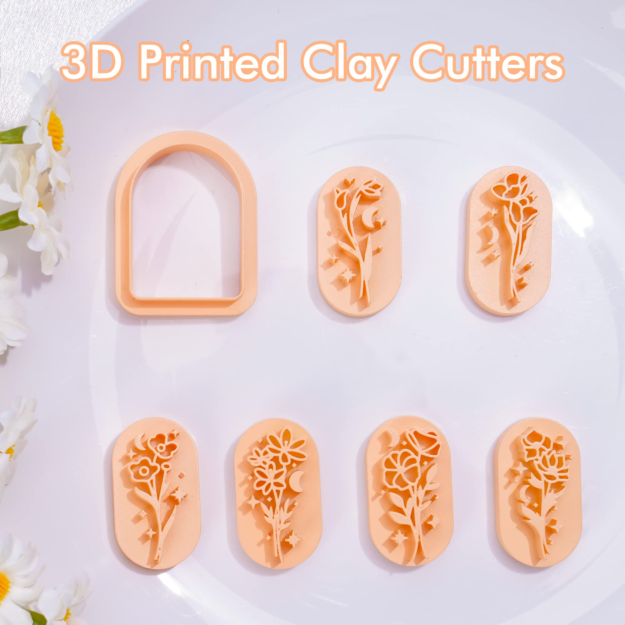 Puocaon Starry Flower Clay Cutters 6 Shapes Bouquet Stamps