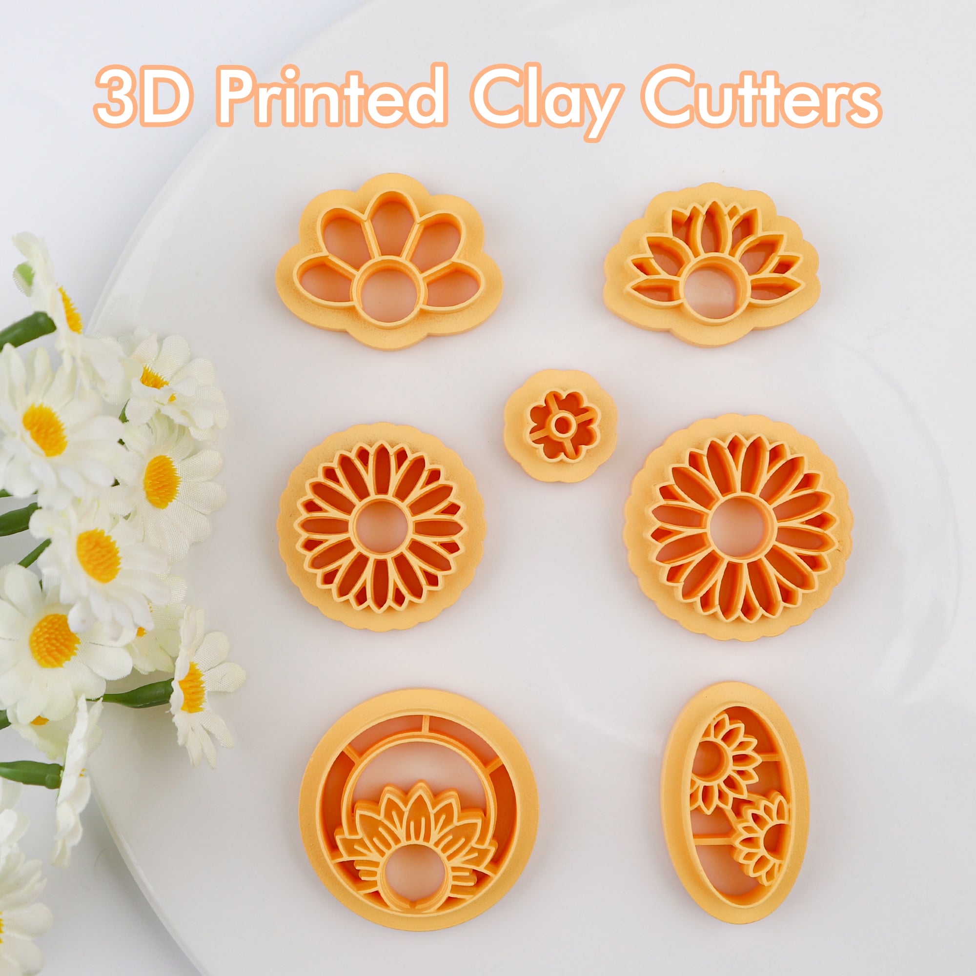 Puocaon Sunflower Clay Cutters Set 7 Pcs