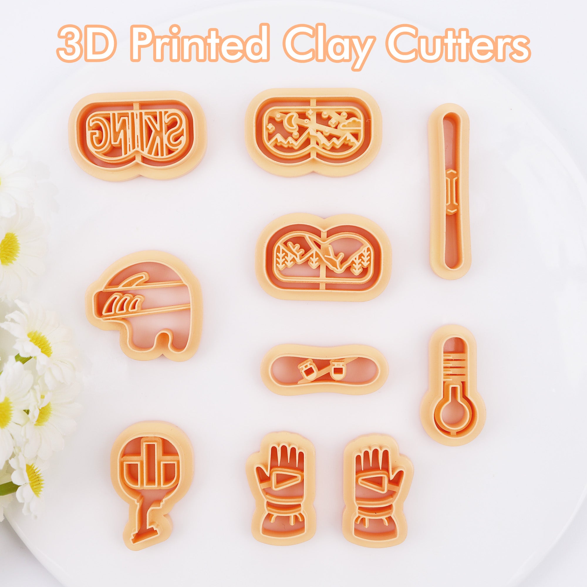 Puocaon Ski Polymer Clay Cutters 10 Pcs