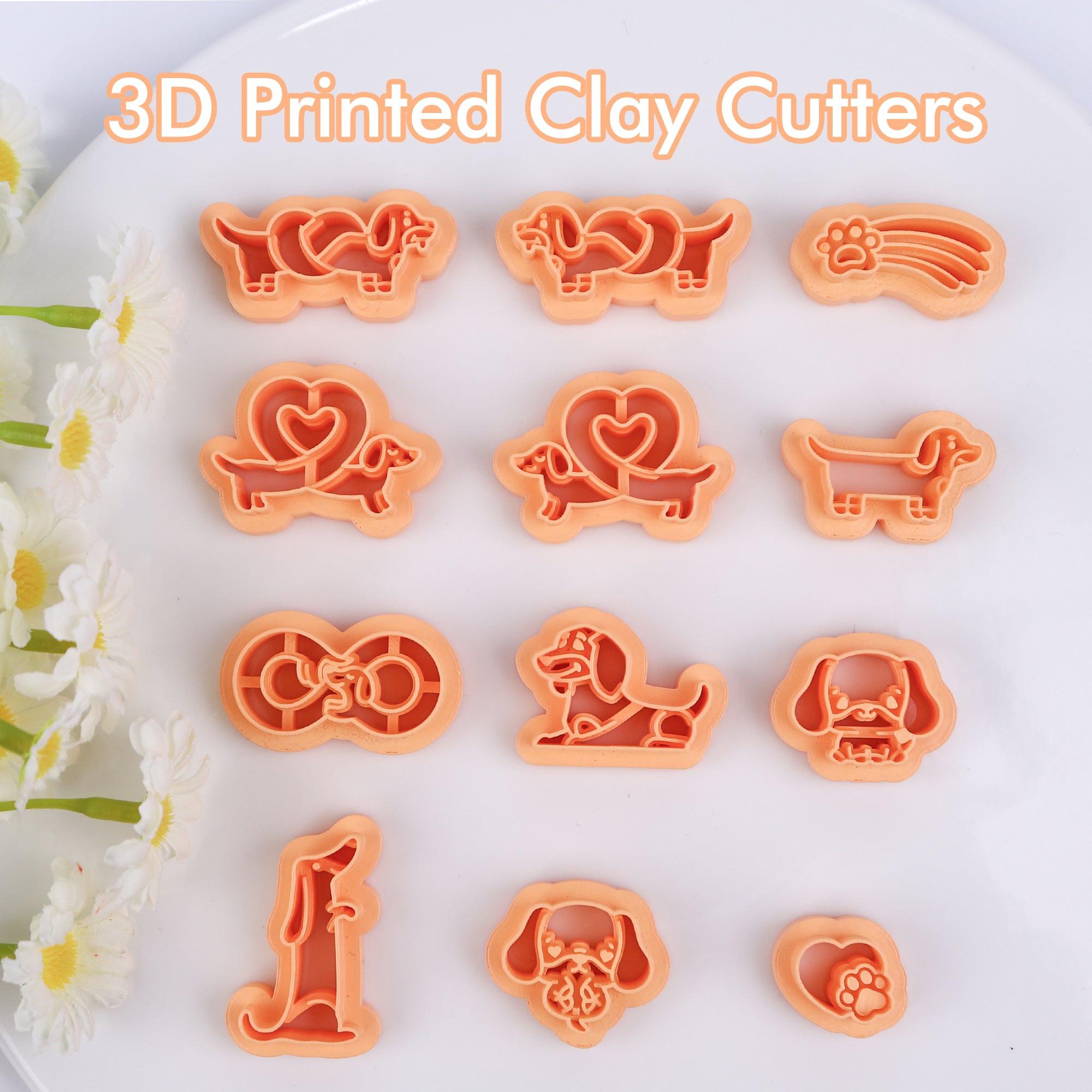 Puocaon Sausage Dog Clay Cutters - 12 Pcs Clay Cutters for Polymer Clay Earrings, Puppy Dog Pets Clay Cutters for Earrings Making, Animal Dog Clay Earring Cutters, Dachshund Clay Jewelry Cutters