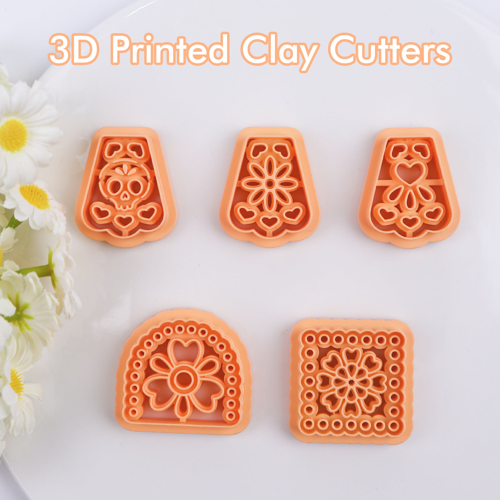 Puocaon Papel Picado Clay Cutters - 5 Pcs Mexican Tile Clay Cutters