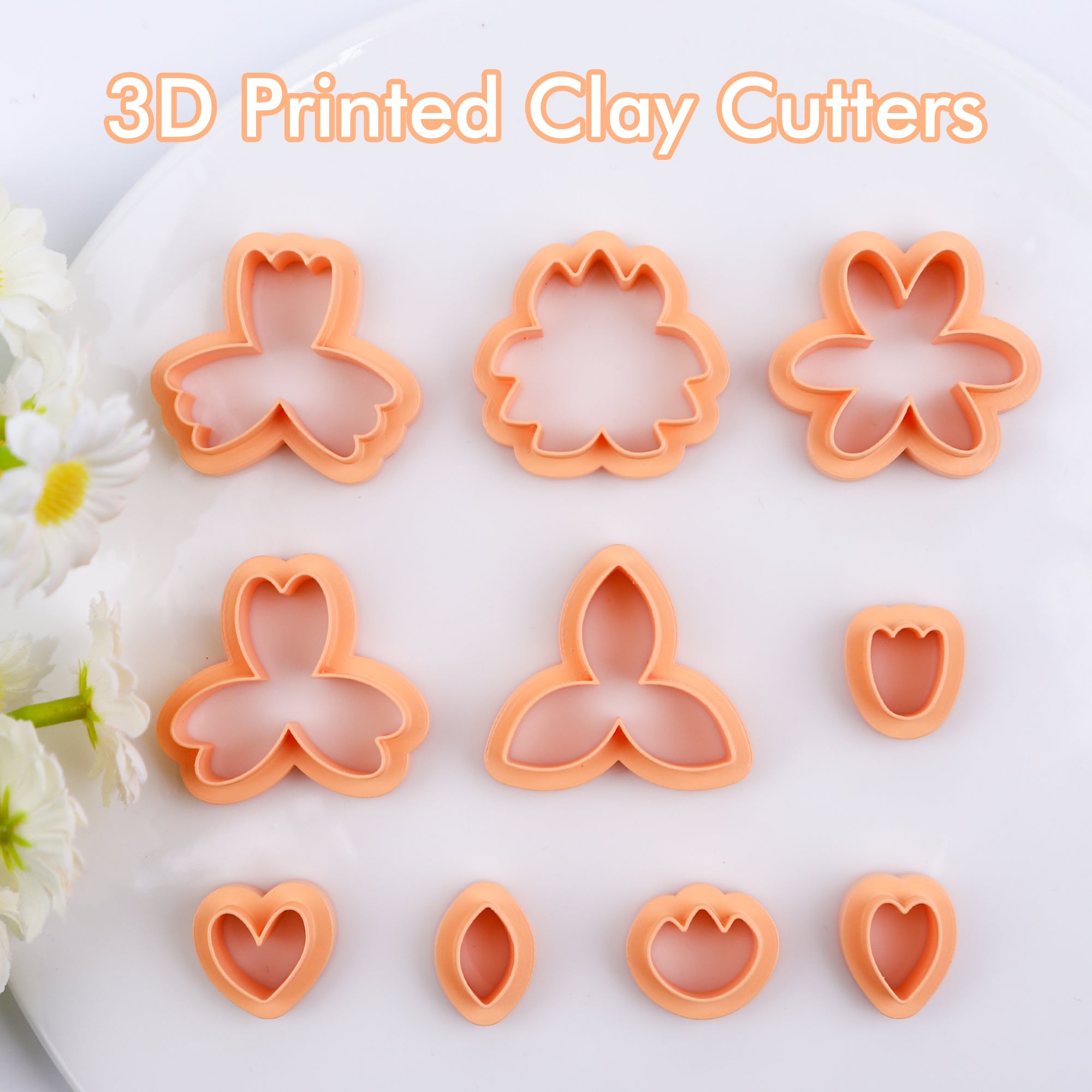 Puocaon Flower Petal Clay Cutters 10 Pcs