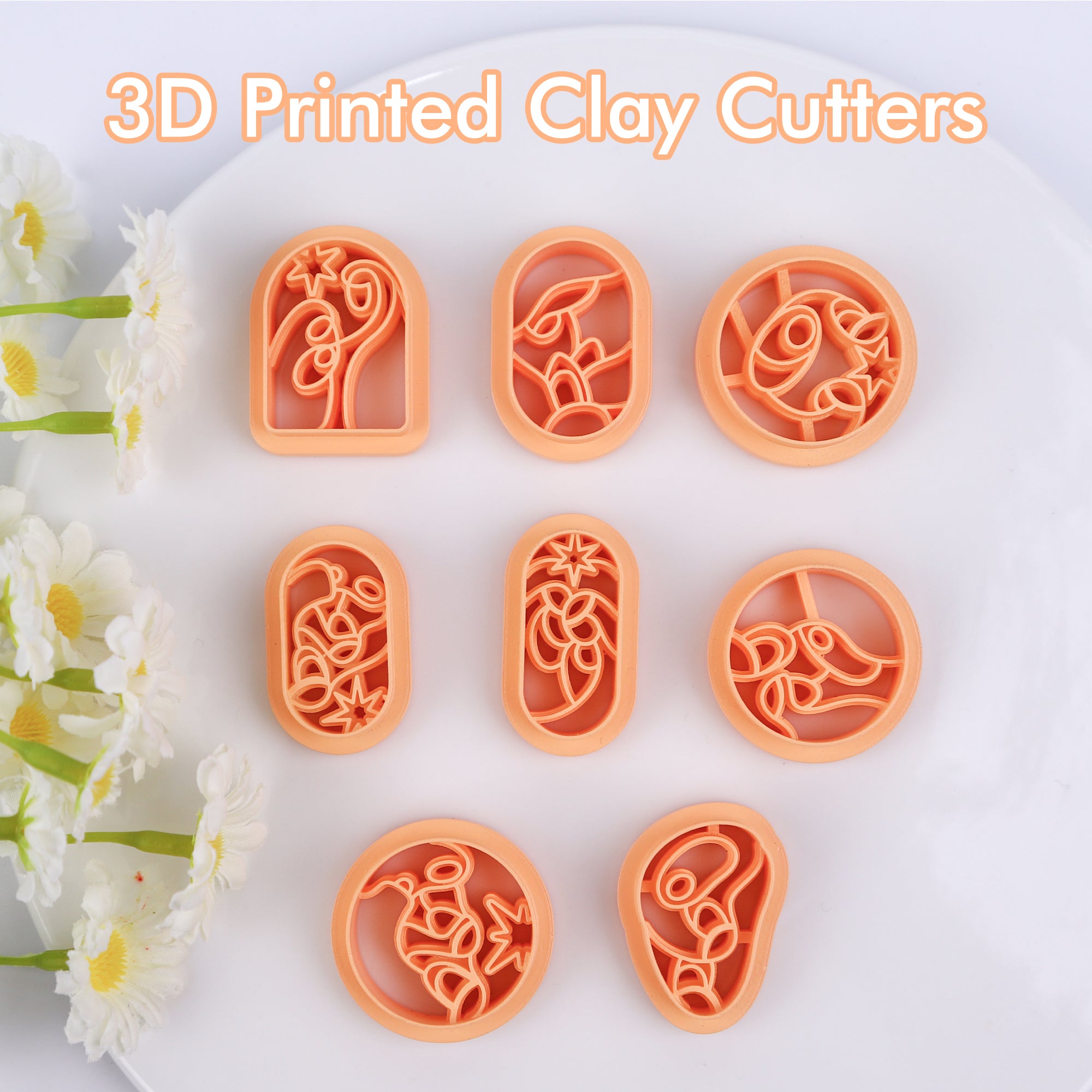 Puocaon Christmas Nativity Clay Cutters - 8 Pcs Clay Cutters for Polymer Clay Earrings Jewelry, Circle Embossed Christian Clay Cutters for Earrings, 3D Print Nativity Scene Clay Jewelry Cutters