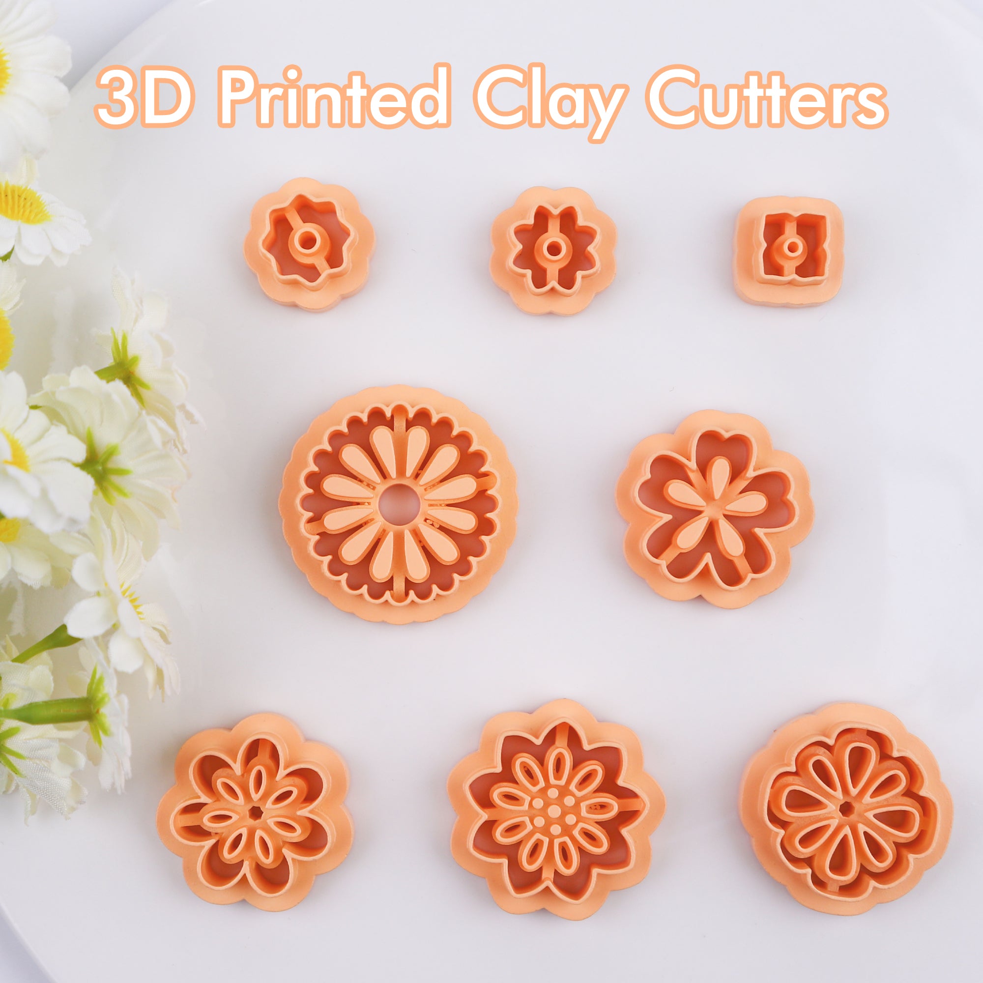 Puocaon Floral Polymer Clay Cutters 8 Pcs