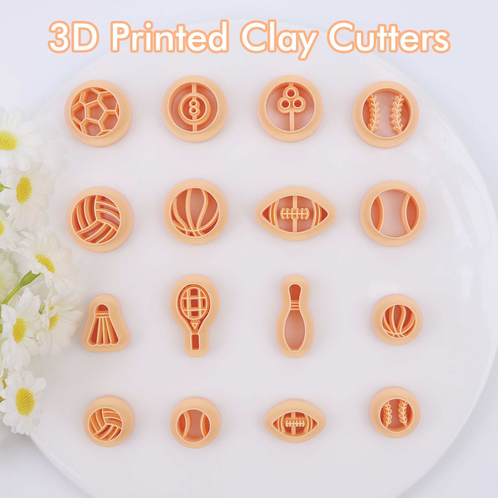 Puocaon Sports Polymer Clay Stud Cutters 16 Pcs