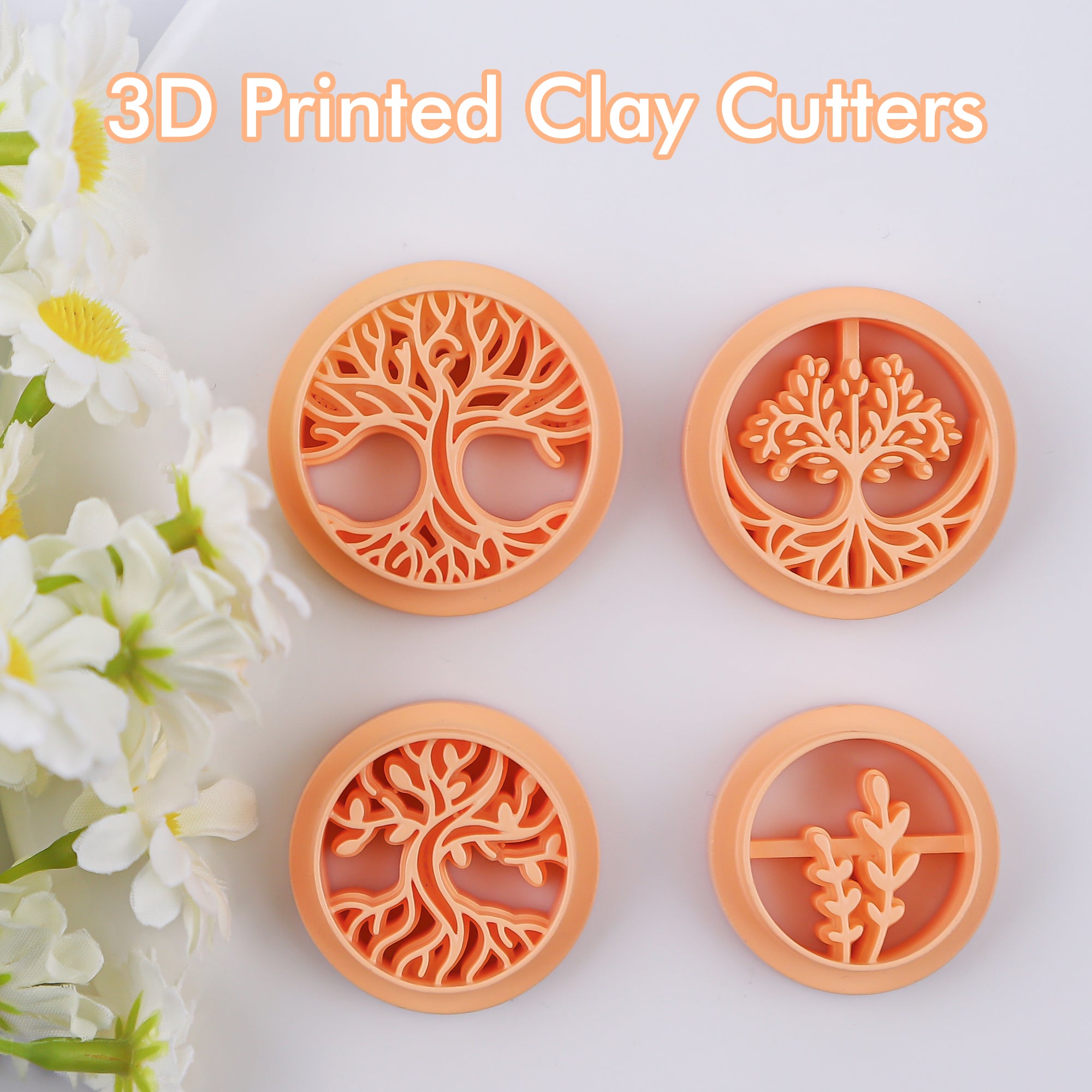 Puocaon Boho Polymer Clay Cutters - 4 Pcs Tree of Life Clay Cutters