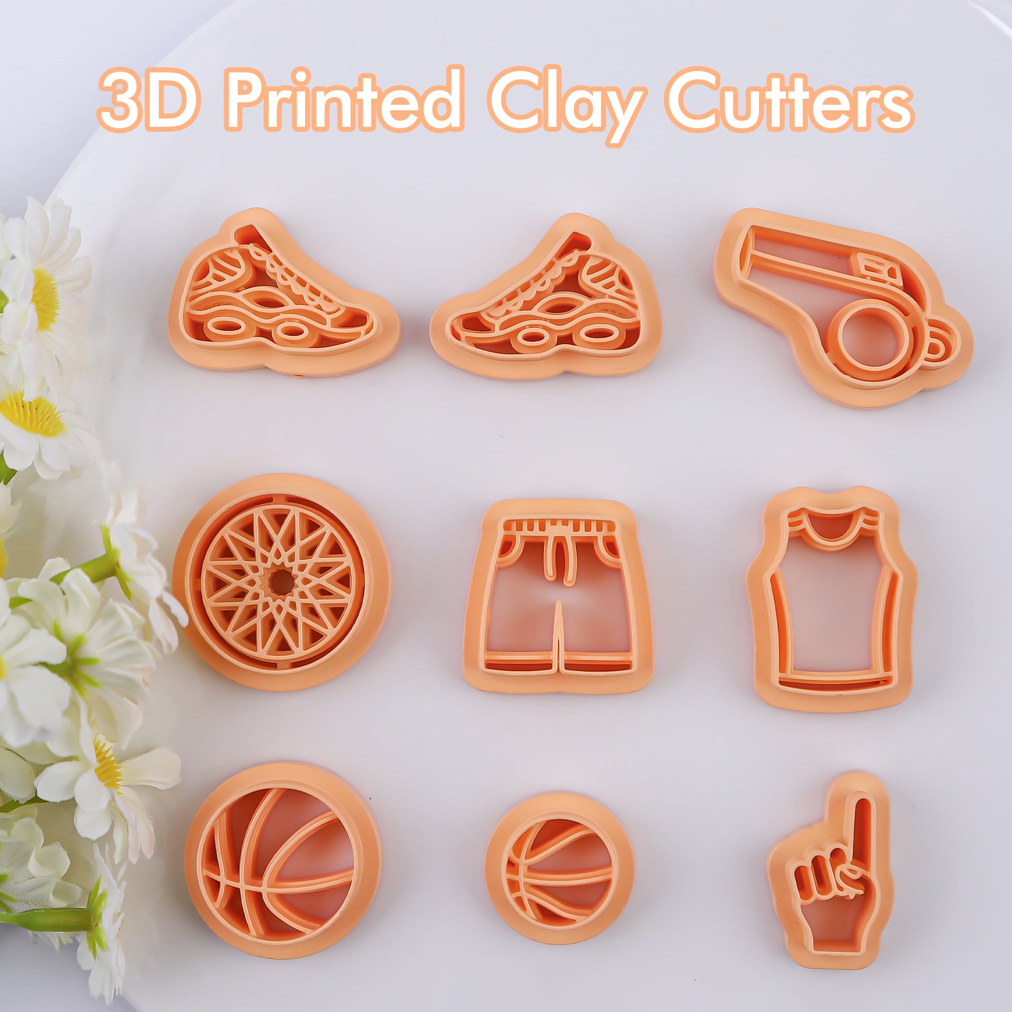 Puocaon Basketball Polymer Clay Cutters 9 Pcs